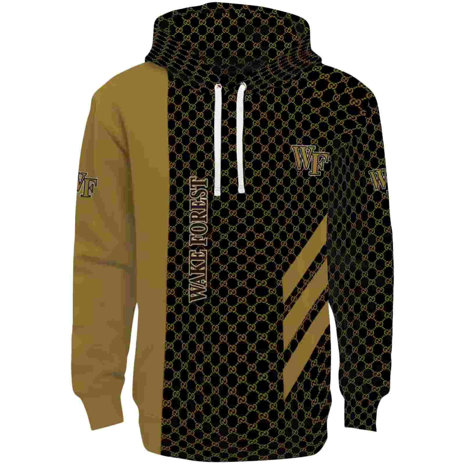 Wake Forest Demon Deacons Monogram Pattern Gold Hoodie