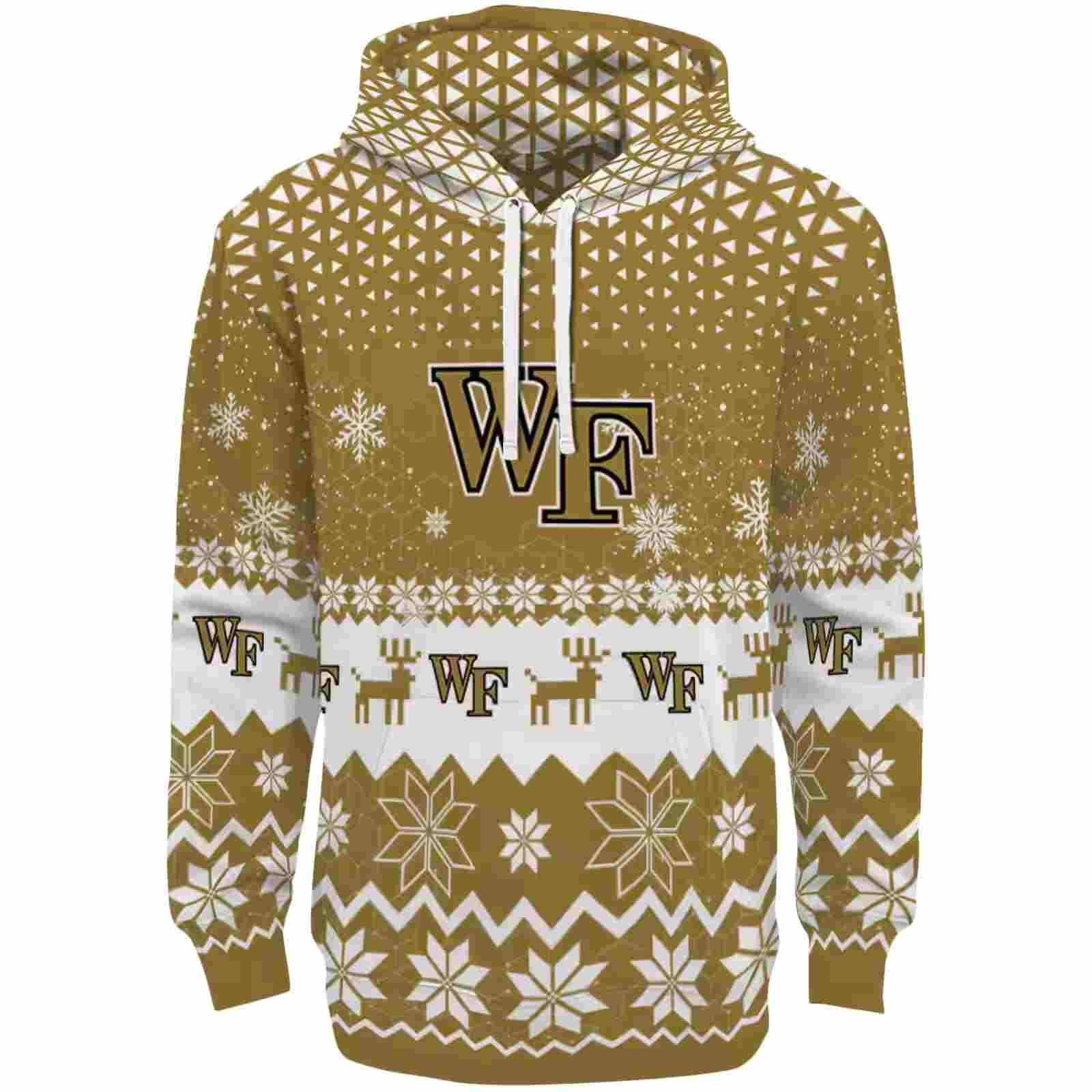 Wake Forest Demon Deacons Reindeer Motif Gold Hoodie