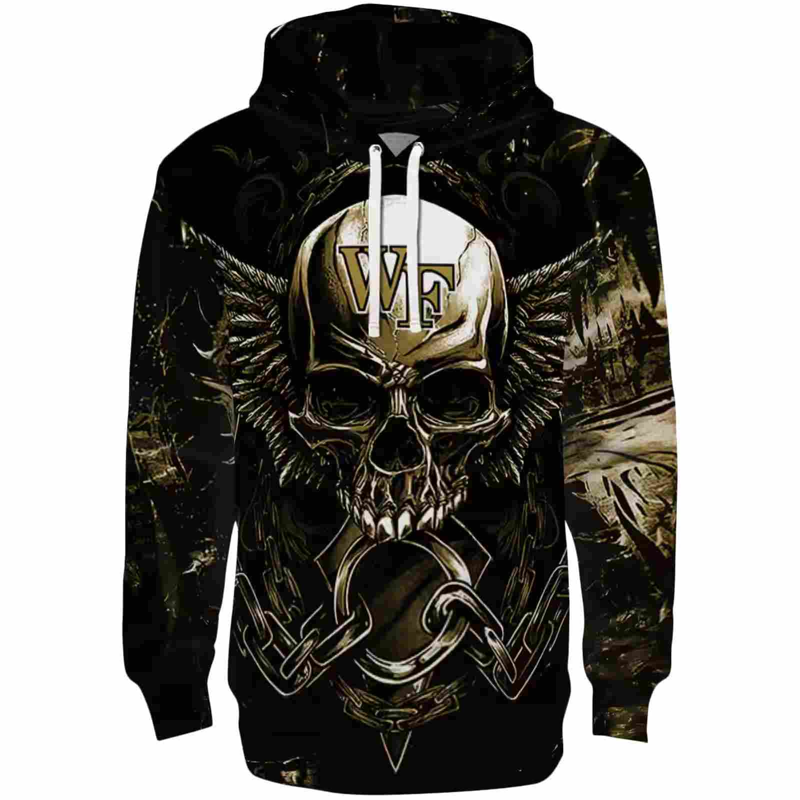 Wake Forest Demon Deacons Skull Artwork Gold Black Hoodie