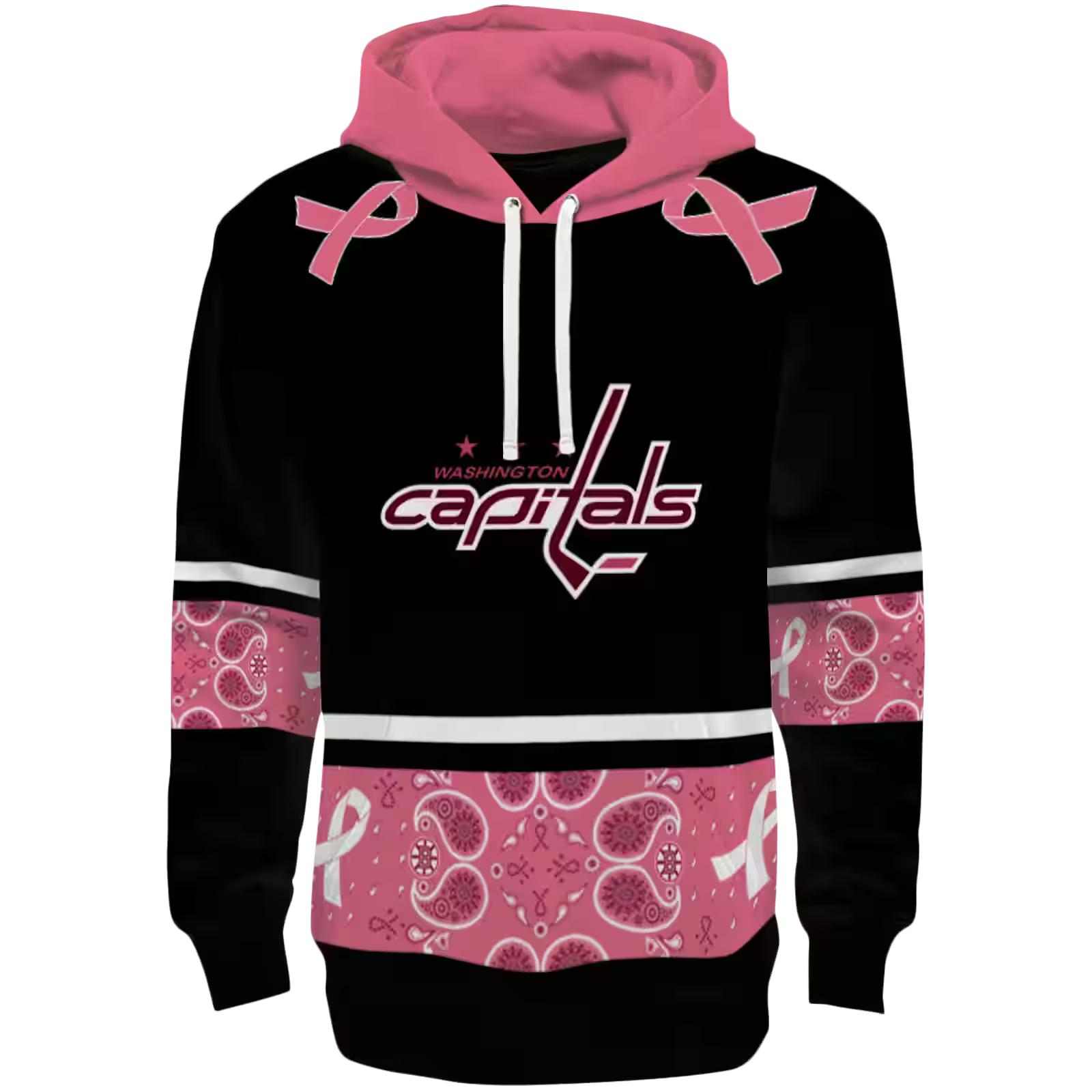 Washington Capitals Awareness Ribbon Black Pink Hoodie