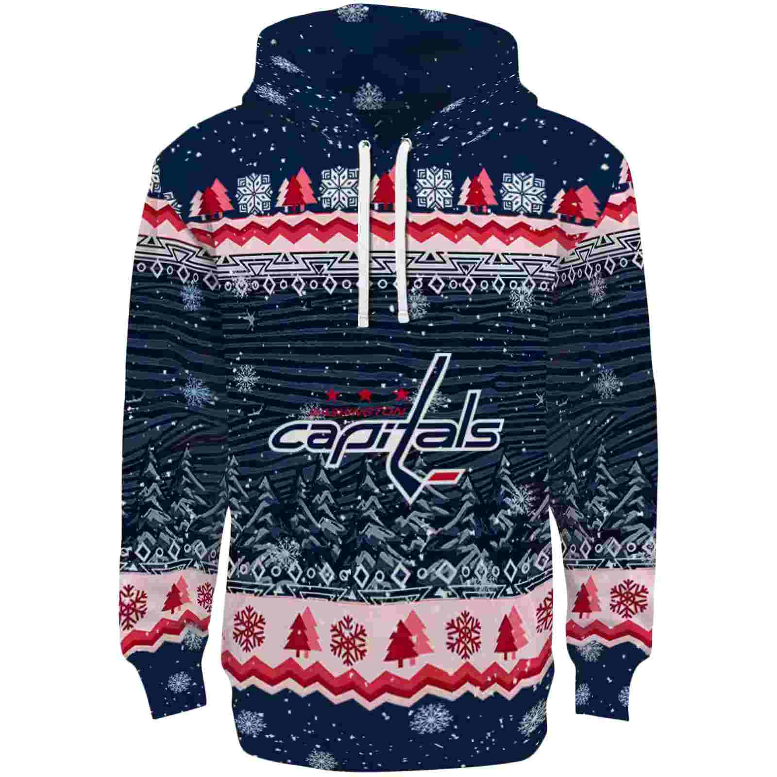 Washington Capitals Christmas Trees Blue Hoodie