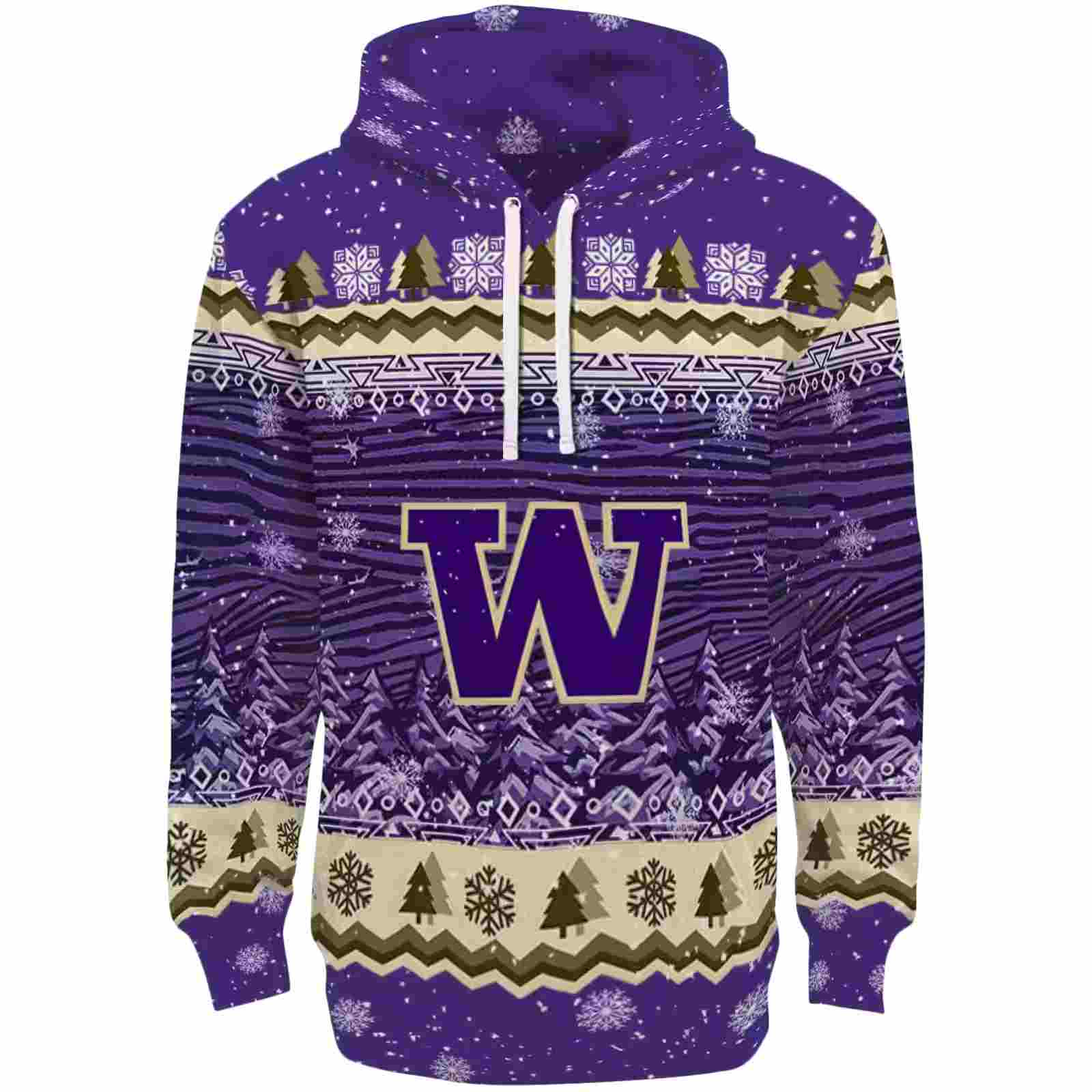 Washington Huskies Christmas Trees Purple Hoodie