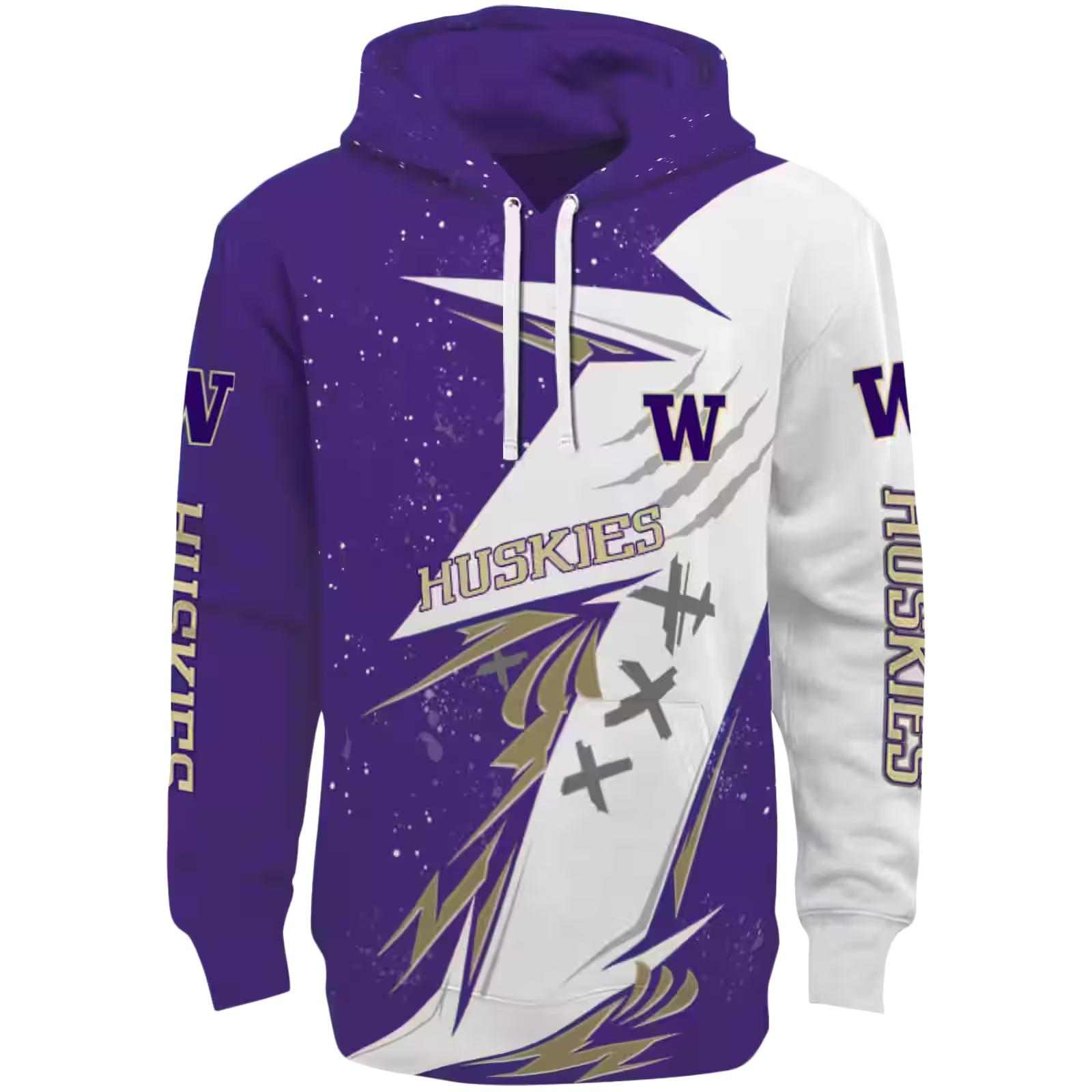 Washington Huskies Dynamic Slash Purple White Hoodie