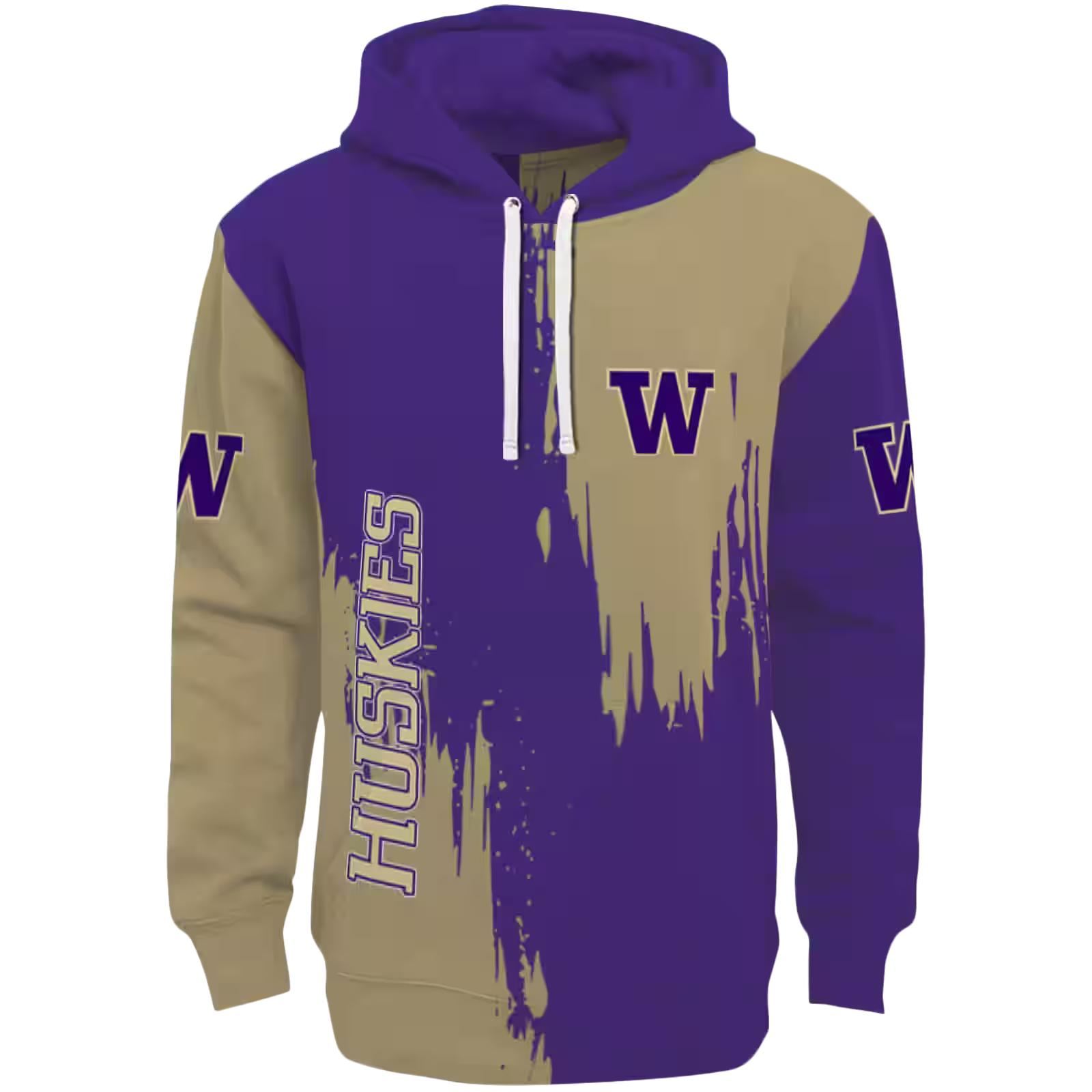 Washington Huskies Splatter Effect Purple Hoodie