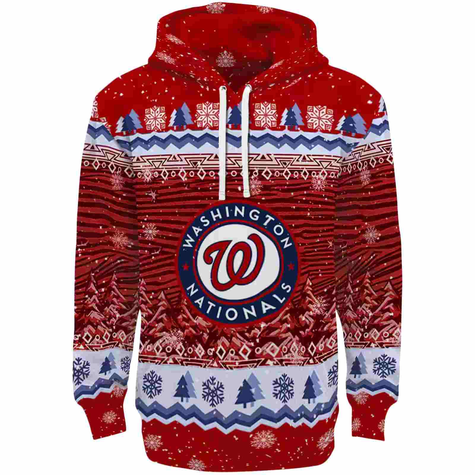 Washington Nationals Christmas Trees Red Hoodie