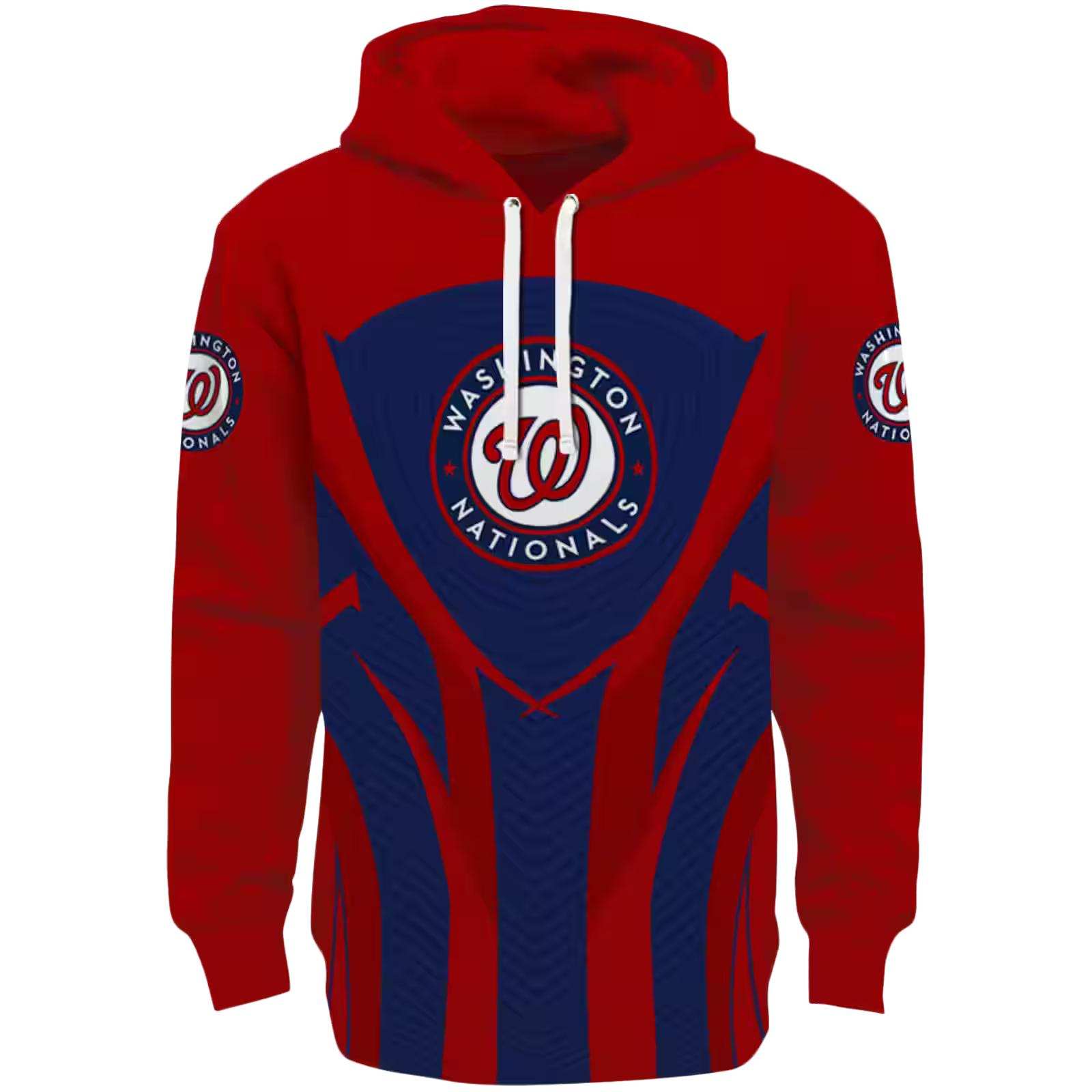 Washington Nationals Concentric Lines Red Black Hoodie