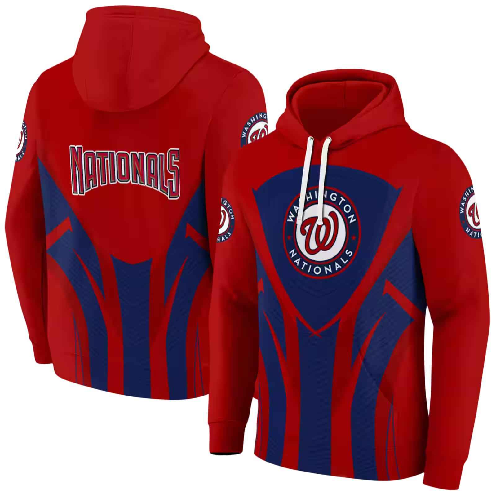 washington nationals concentric lines red black hoodie fashion forward