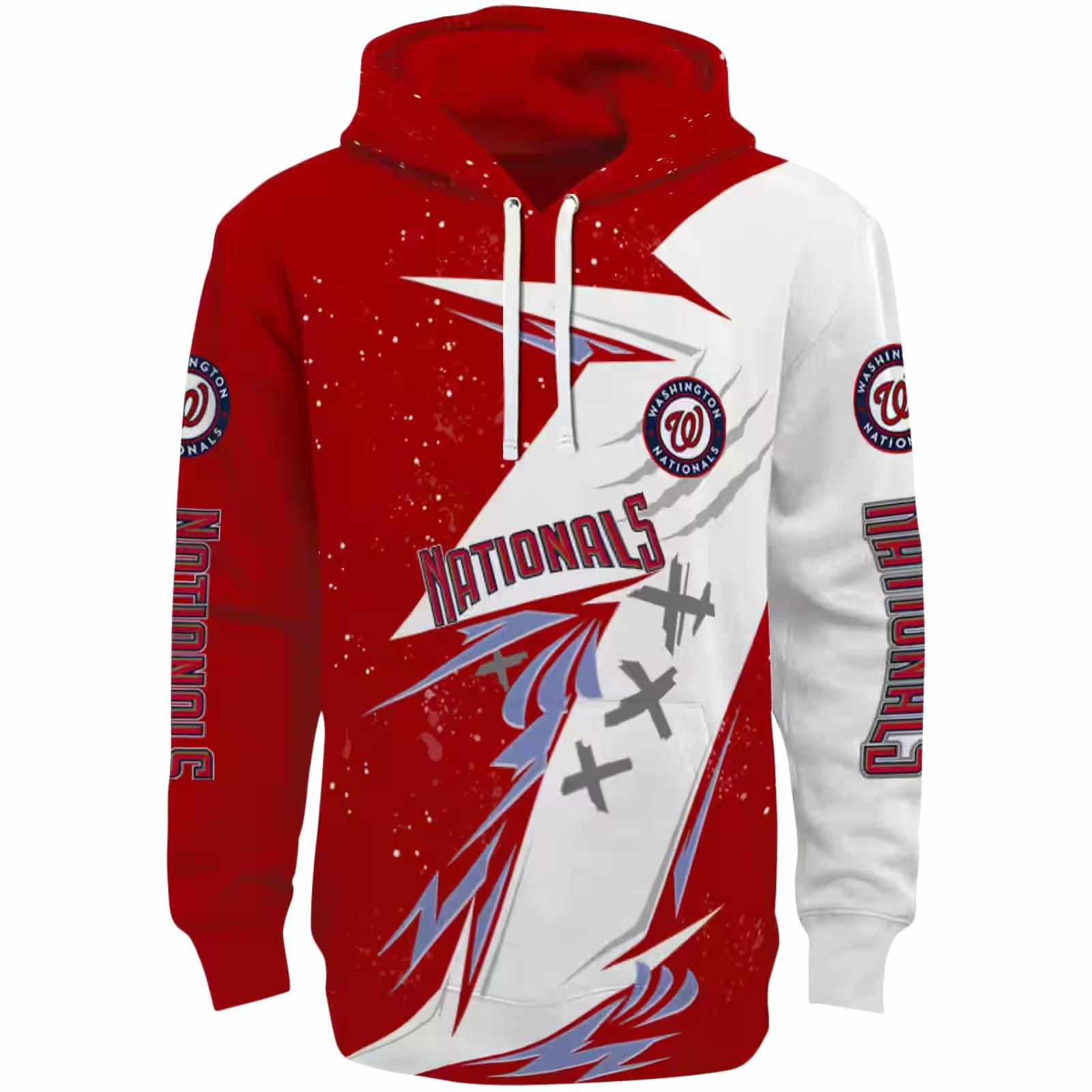 Washington Nationals Dynamic Slash Red White Hoodie