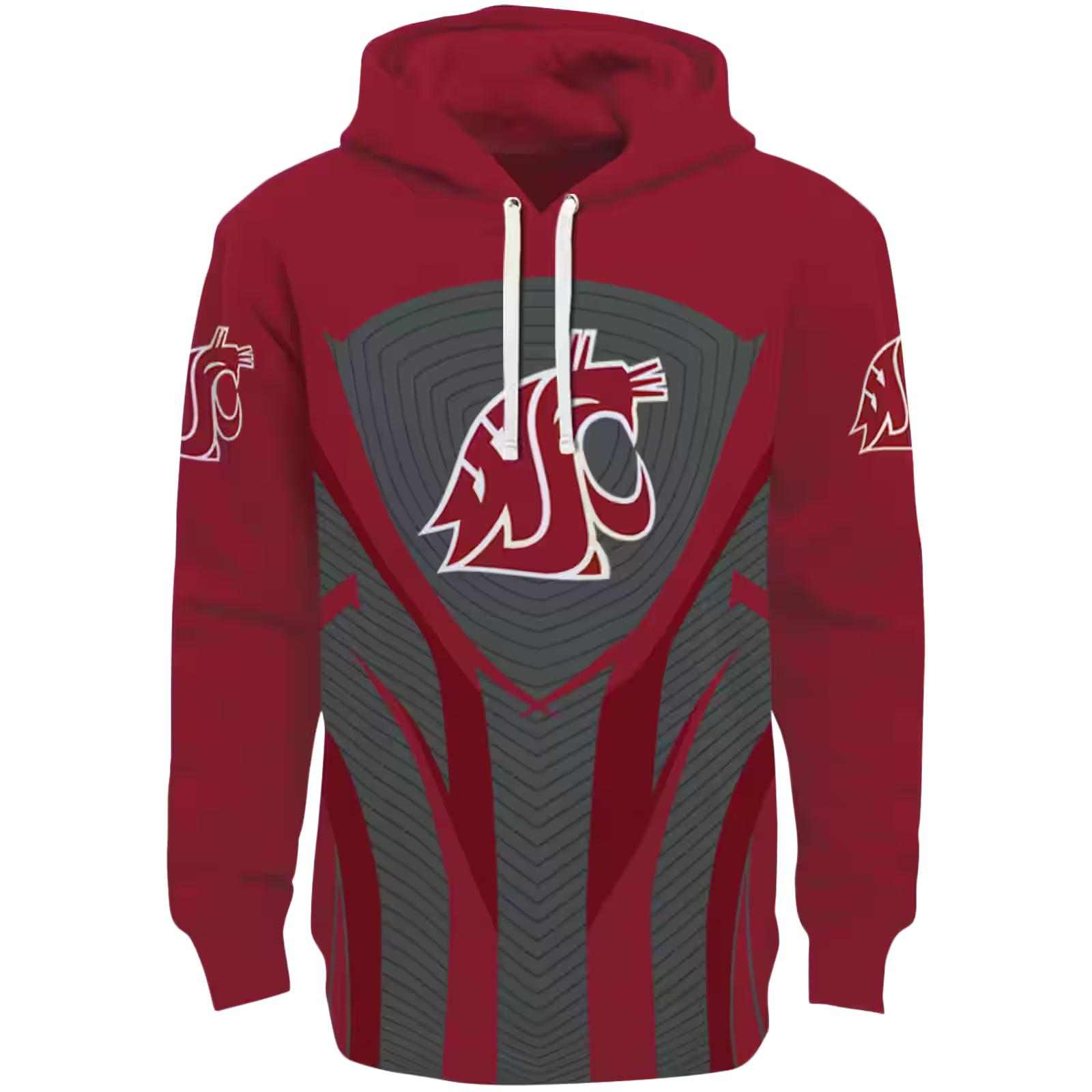 Washington State Cougars Concentric Lines Crimson Black Hoodie