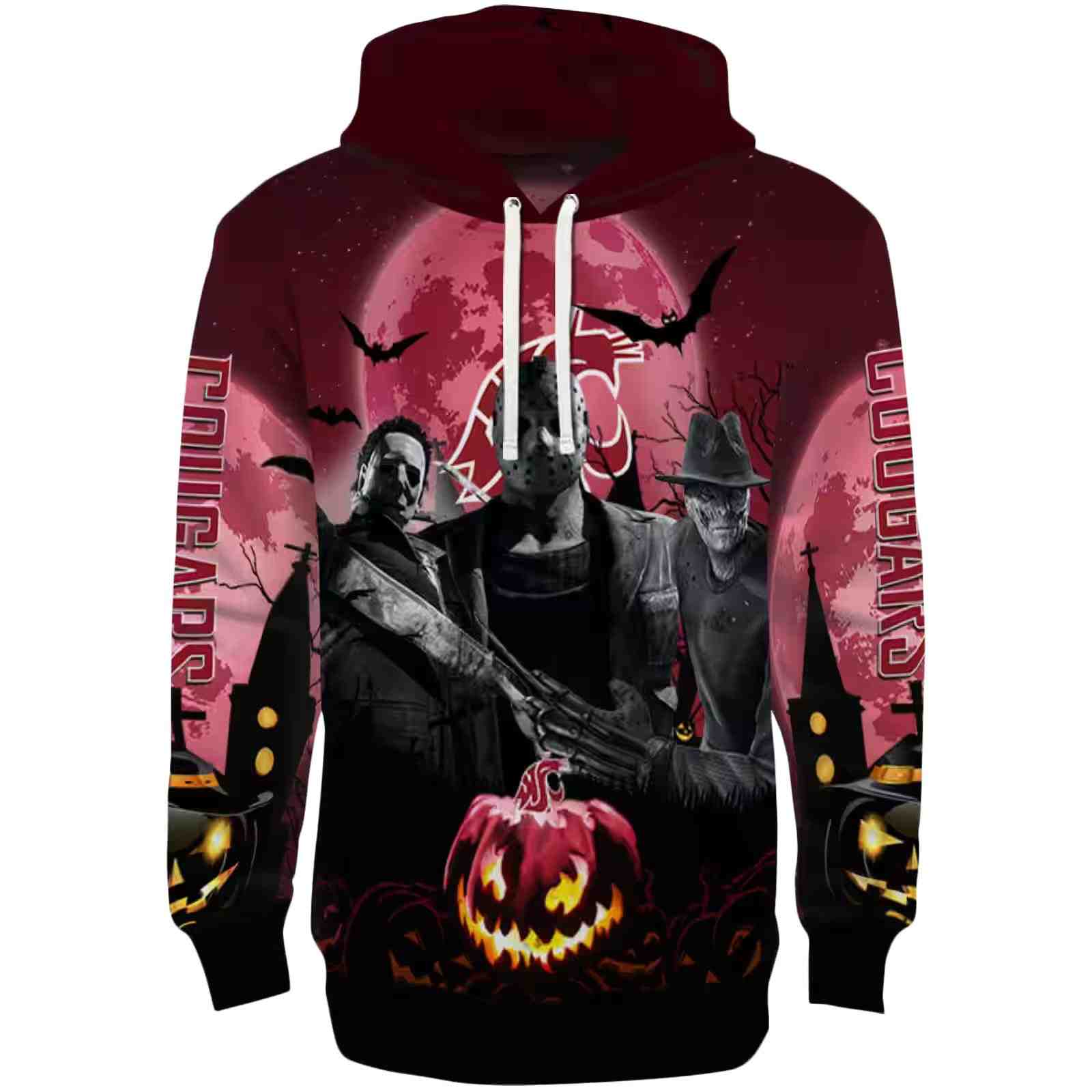 Washington State Cougars Halloween Vibes Crimson Black Hoodie