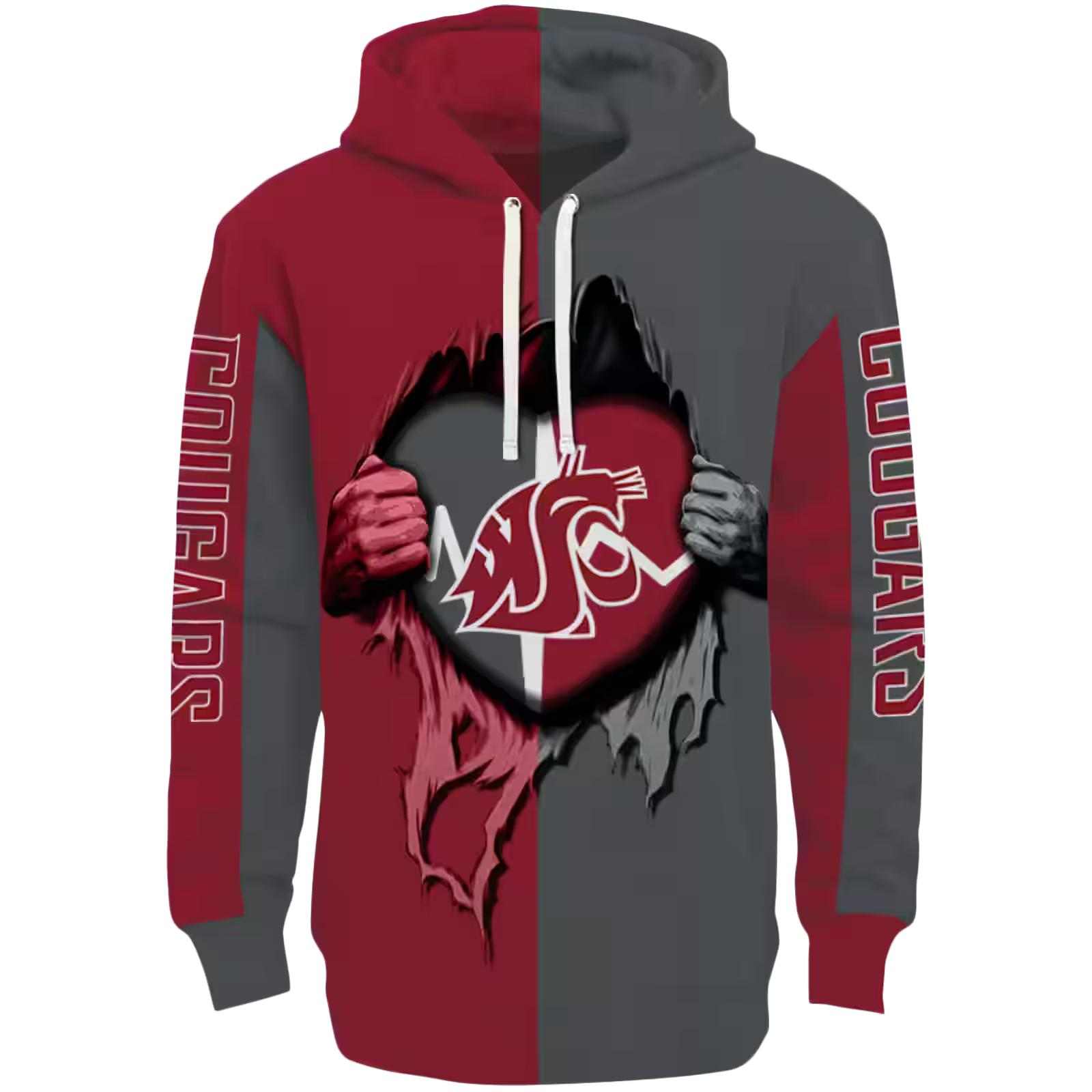 Washington State Cougars Heartbeat Graphic Crimson Hoodie