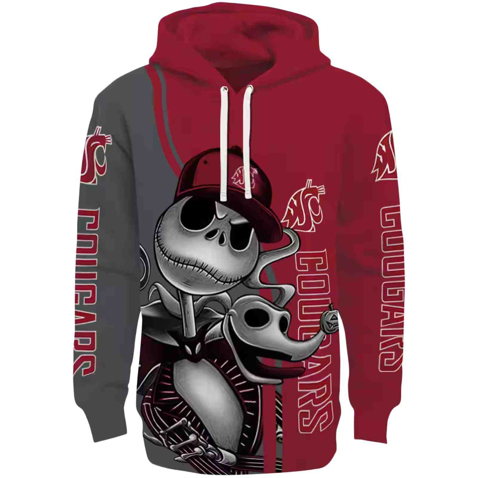 Washington State Cougars Jack Skellington Crimson Hoodie