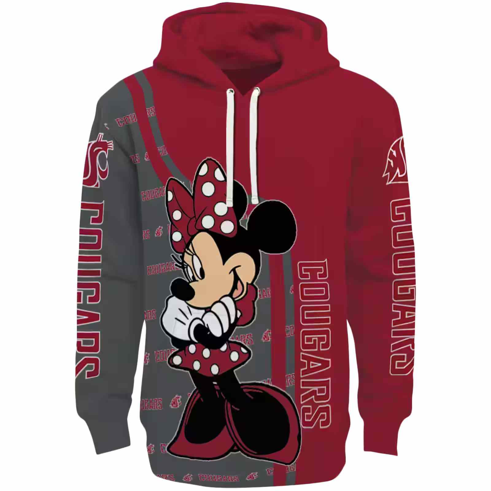 Washington State Cougars Minnie Mouse Crimson Hoodie