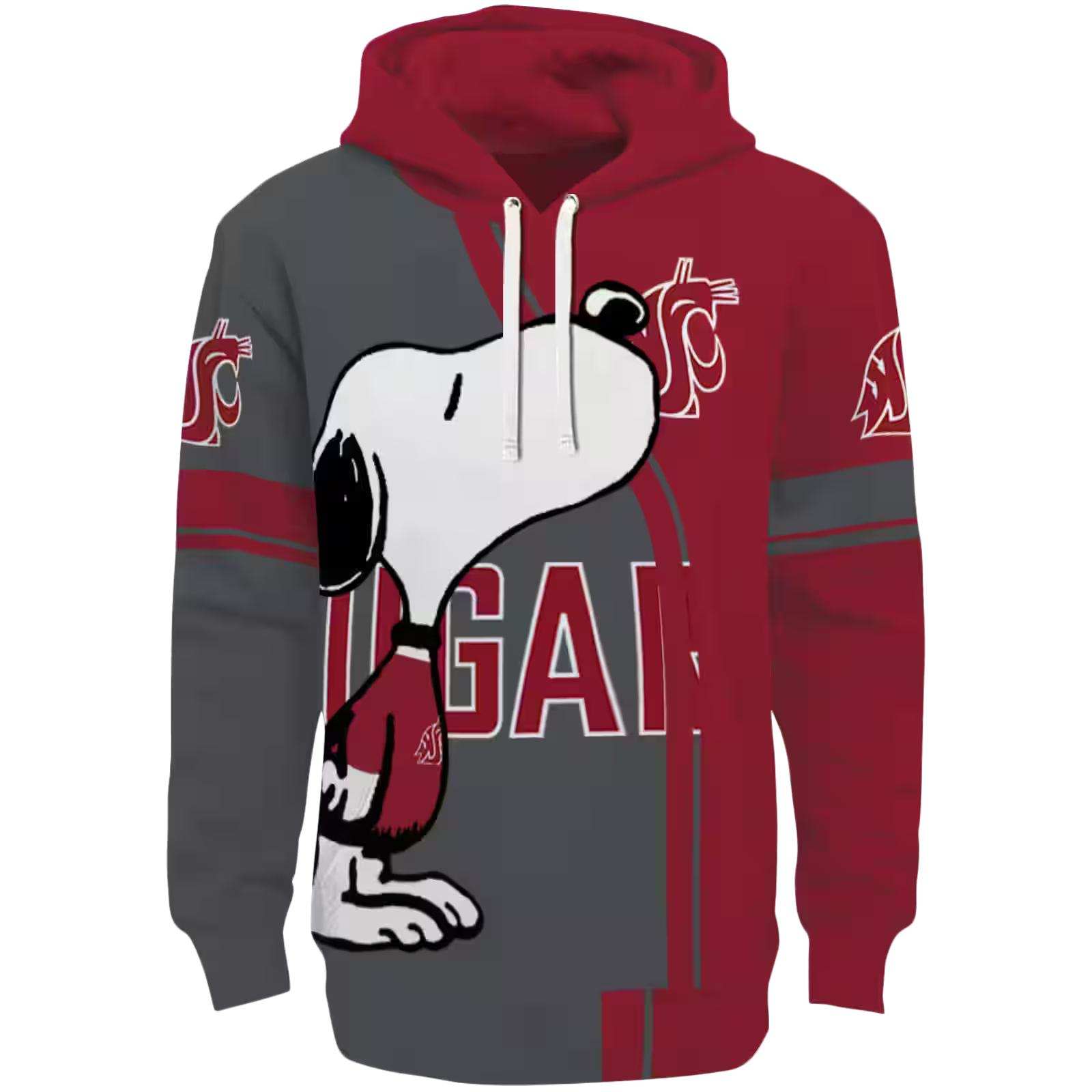 Washington State Cougars Playful Snoopy Crimson Hoodie