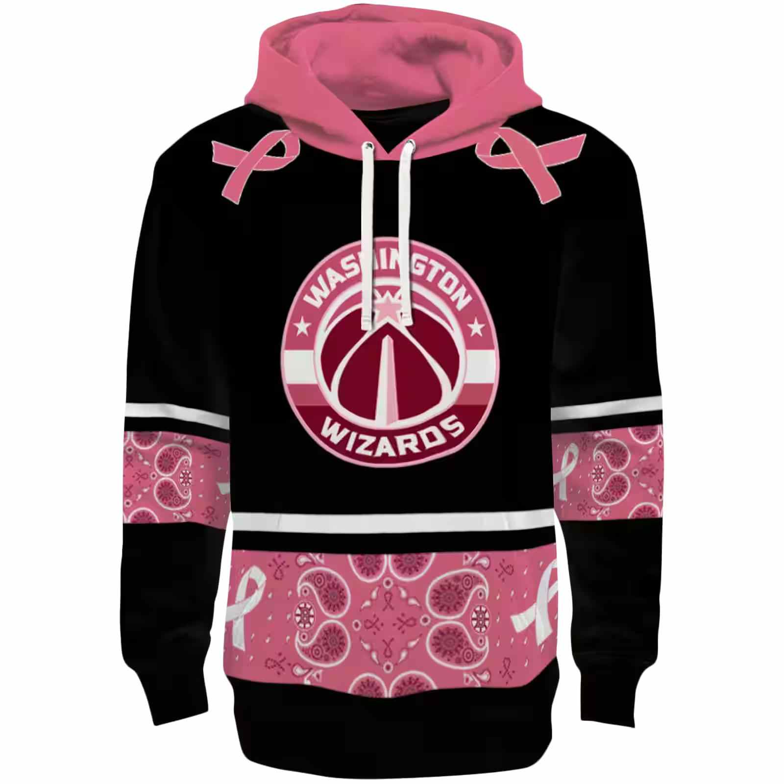 Washington Wizards Awareness Ribbon Black Pink Hoodie