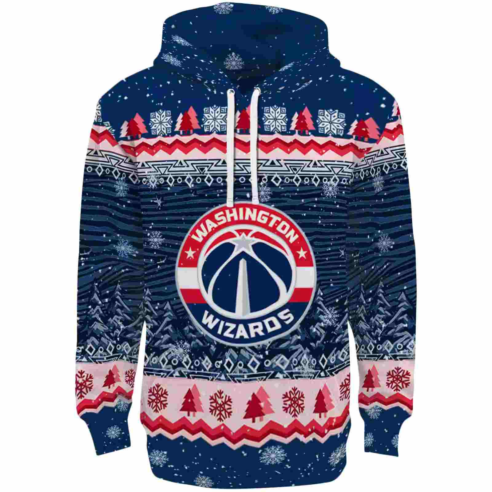 Washington Wizards Christmas Trees Blue Hoodie