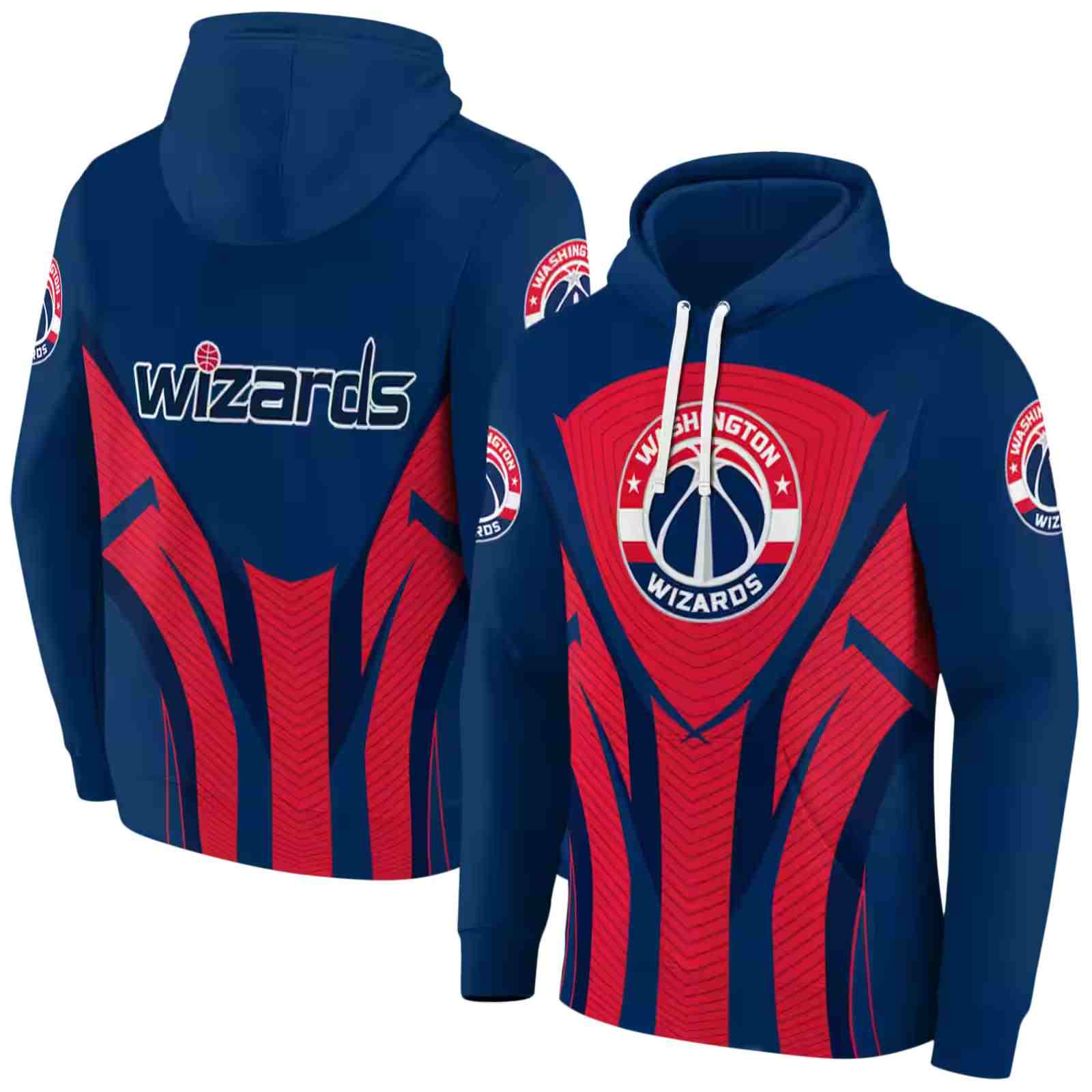 washington wizards concentric lines blue black hoodie fashion forward