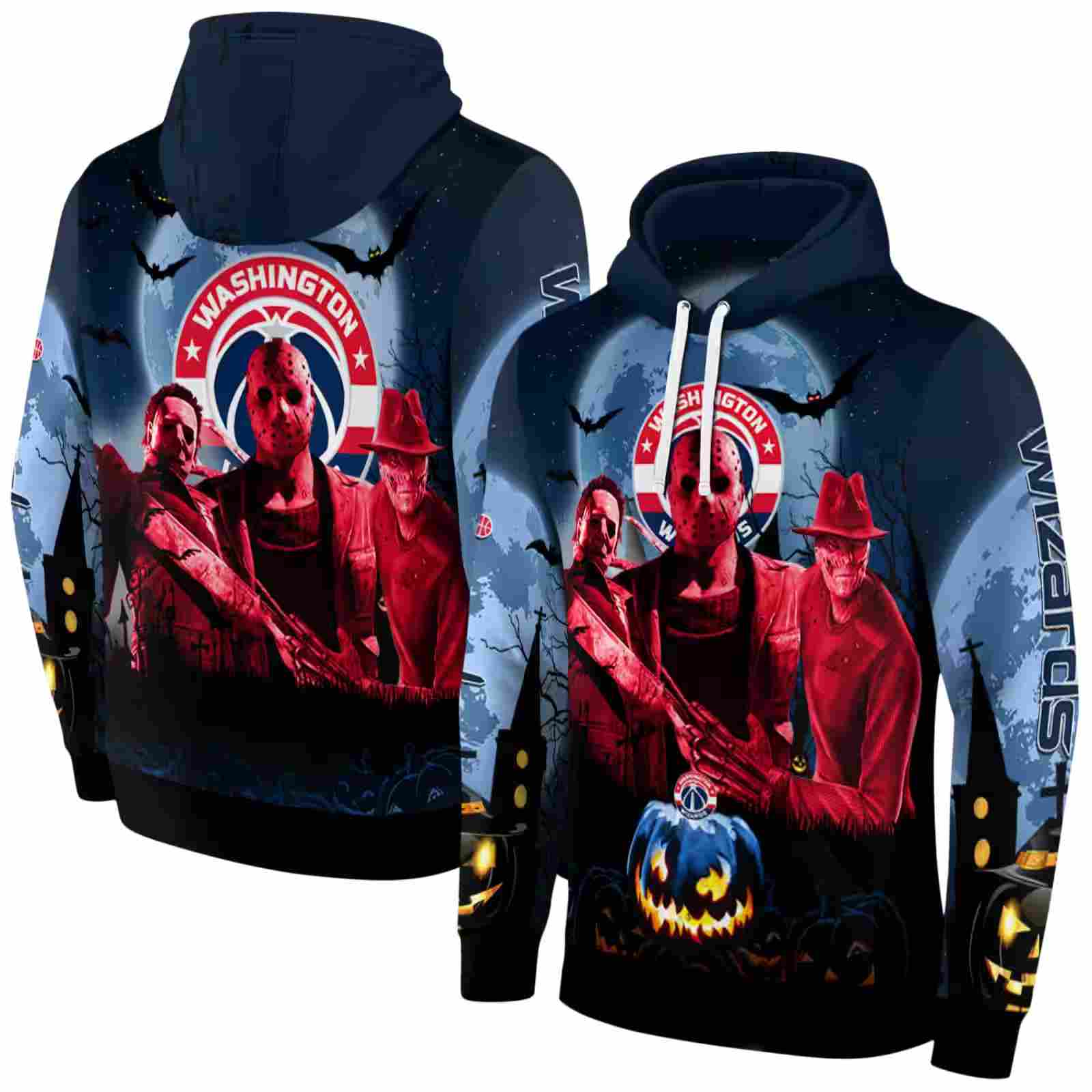 washington wizards halloween vibes blue black hoodie fashion forward