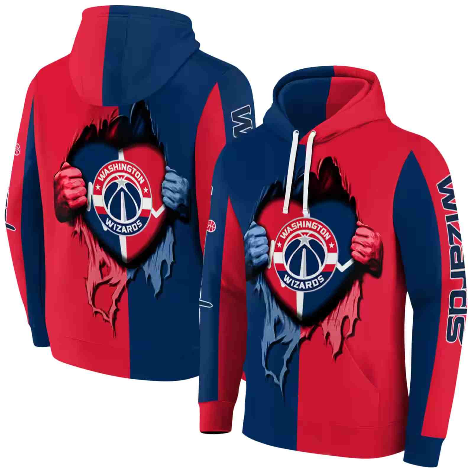 washington wizards heartbeat graphic blue hoodie fashion forward