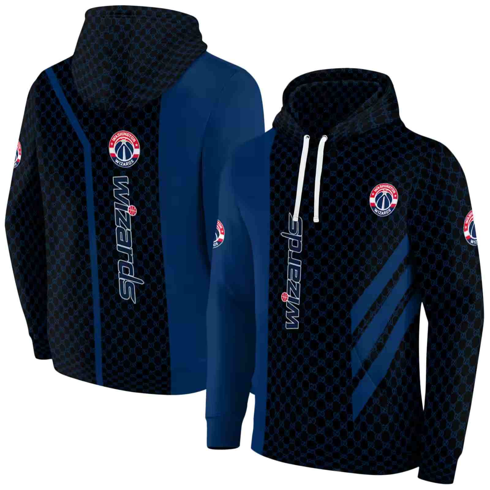 washington wizards monogram pattern blue hoodie fashion forward