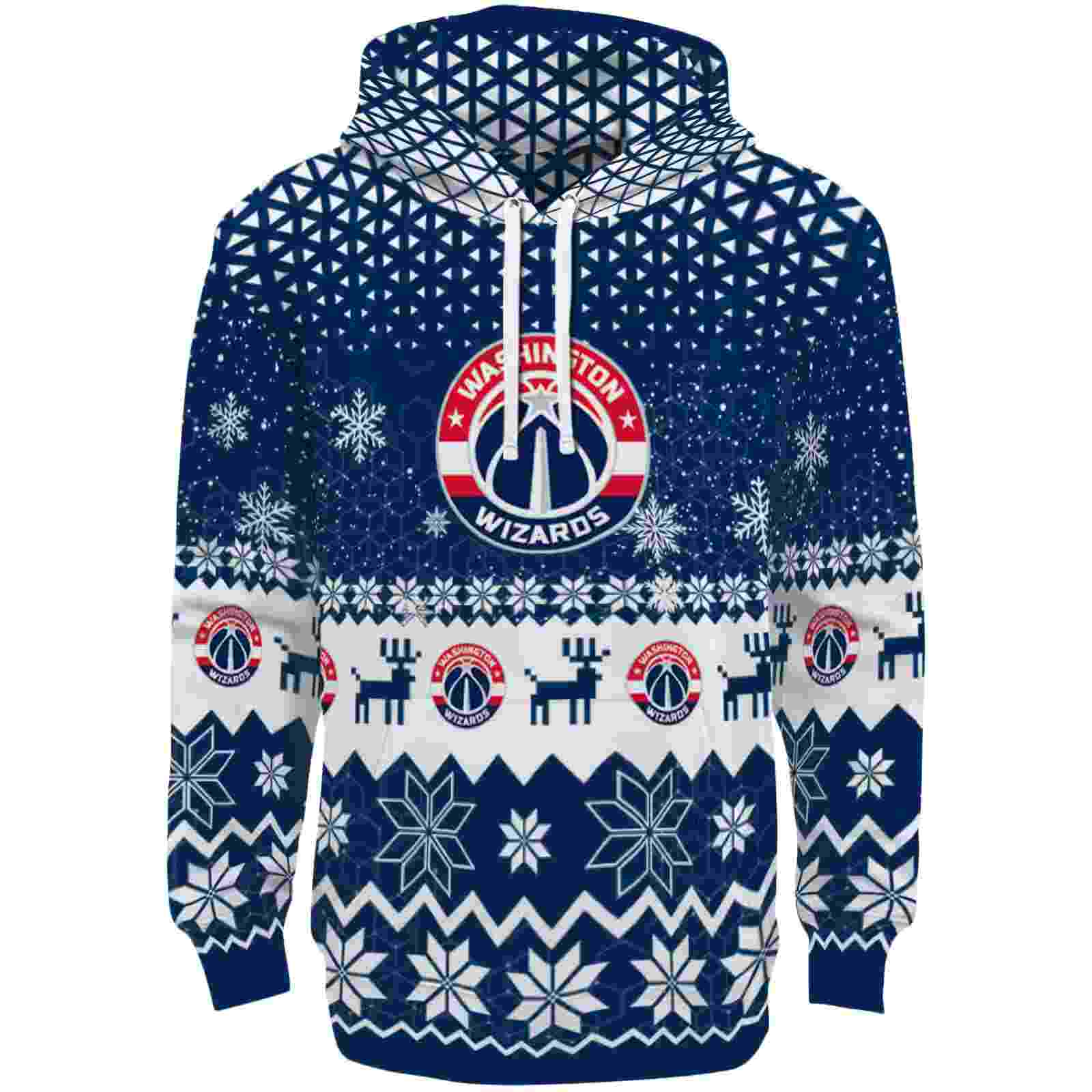 Washington Wizards Reindeer Motif Blue Hoodie