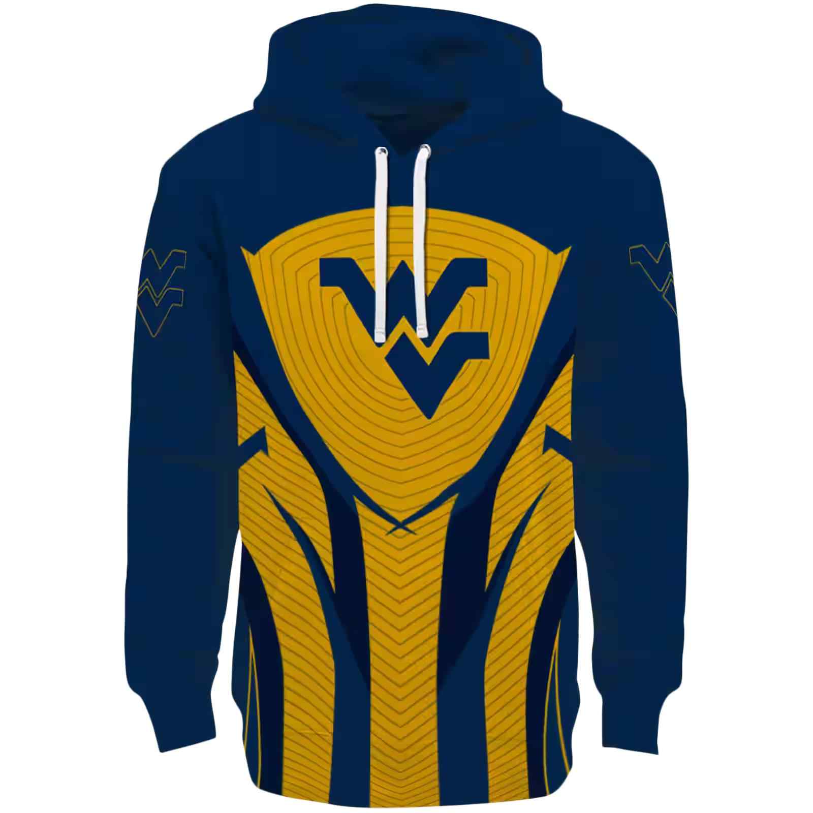 West Virginia Mountaineers Concentric Lines Blue Black Hoodie