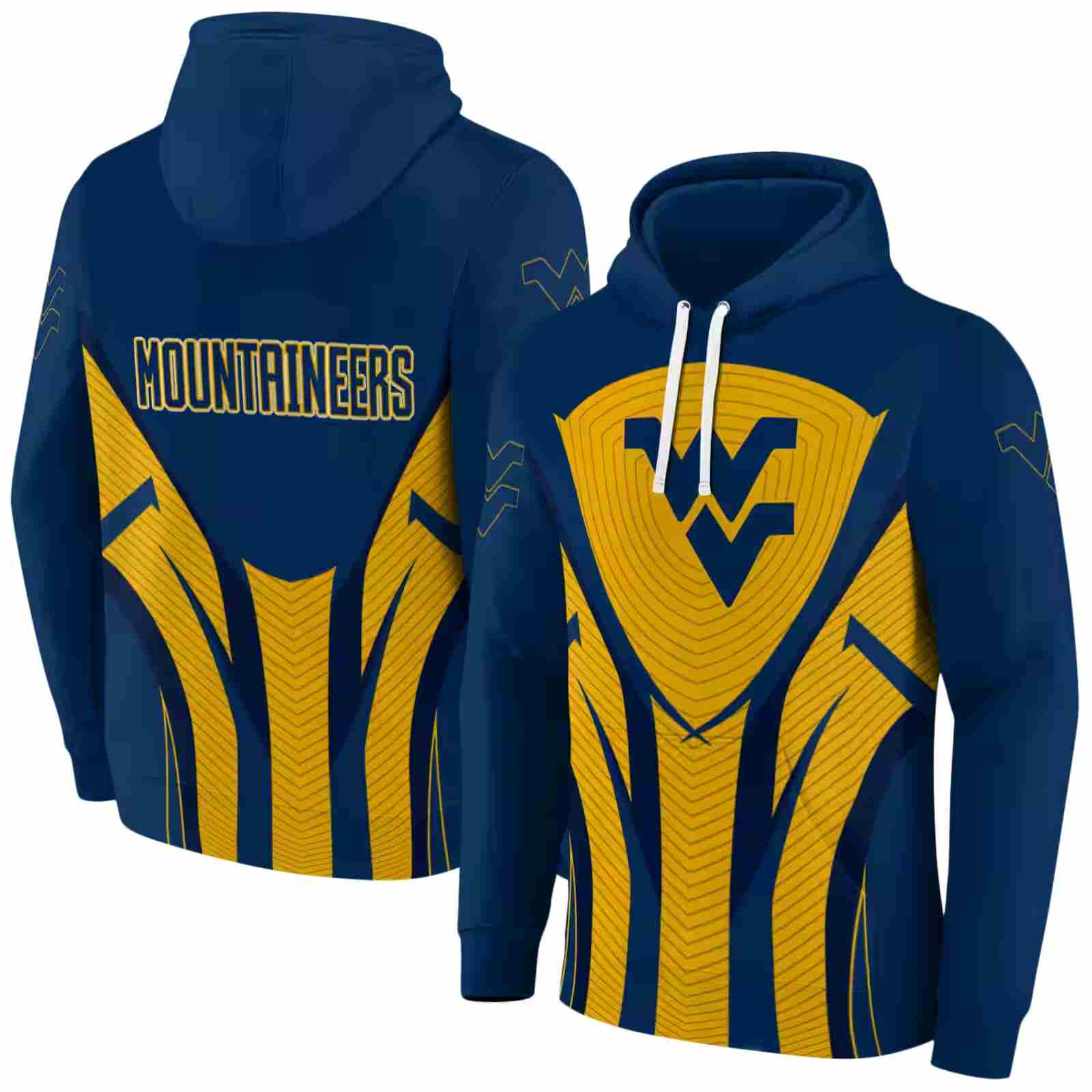 west virginia mountaineers concentric lines blue black hoodie fashion forward