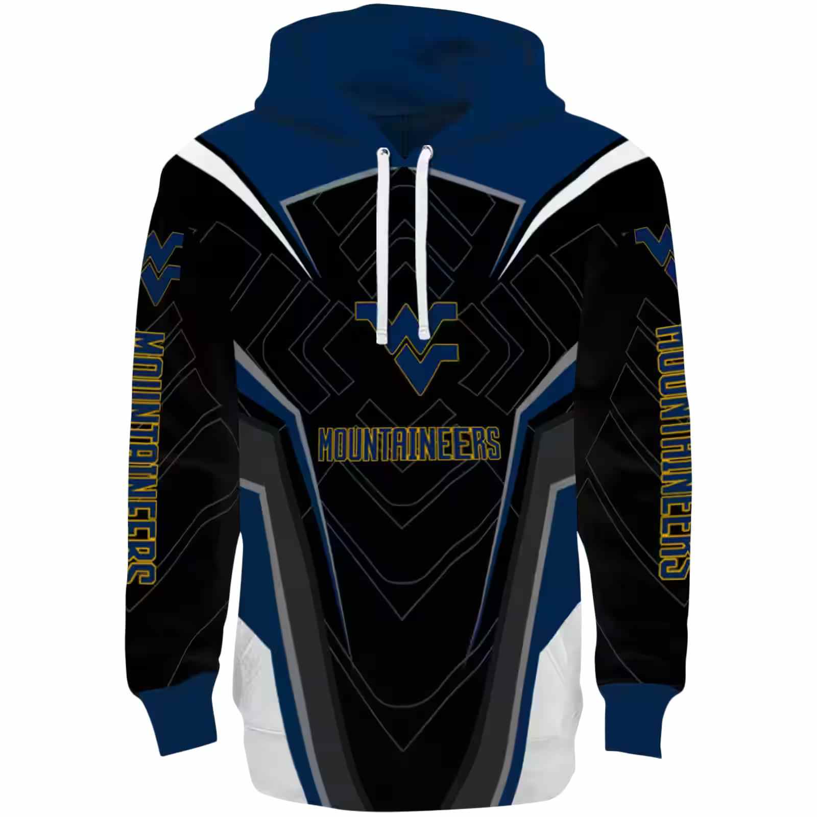 West Virginia Mountaineers Futuristic Pattern Blue Black Hoodie