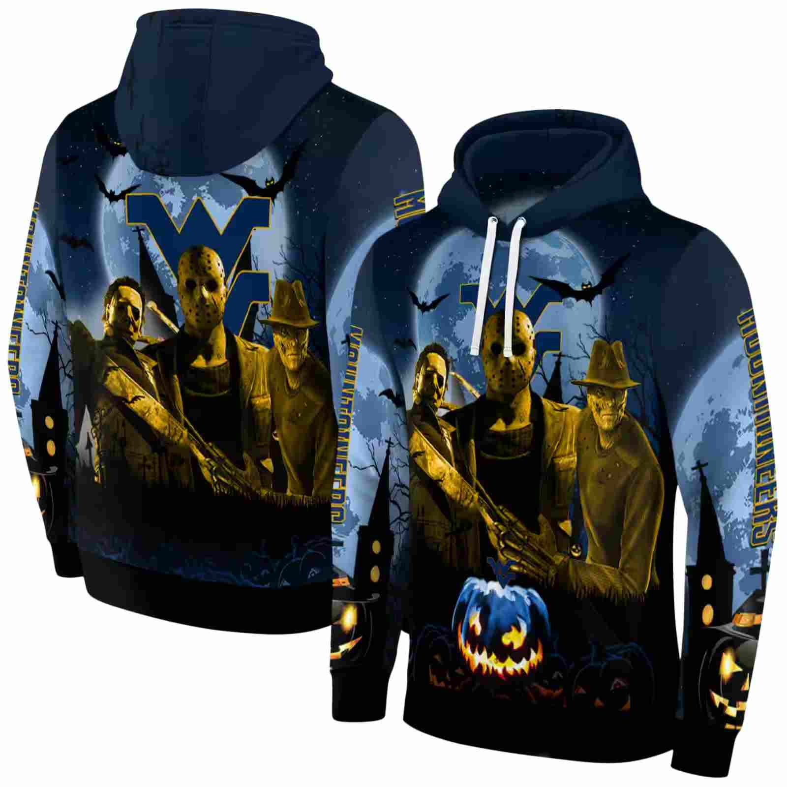 west virginia mountaineers halloween vibes blue black hoodie fashion forward