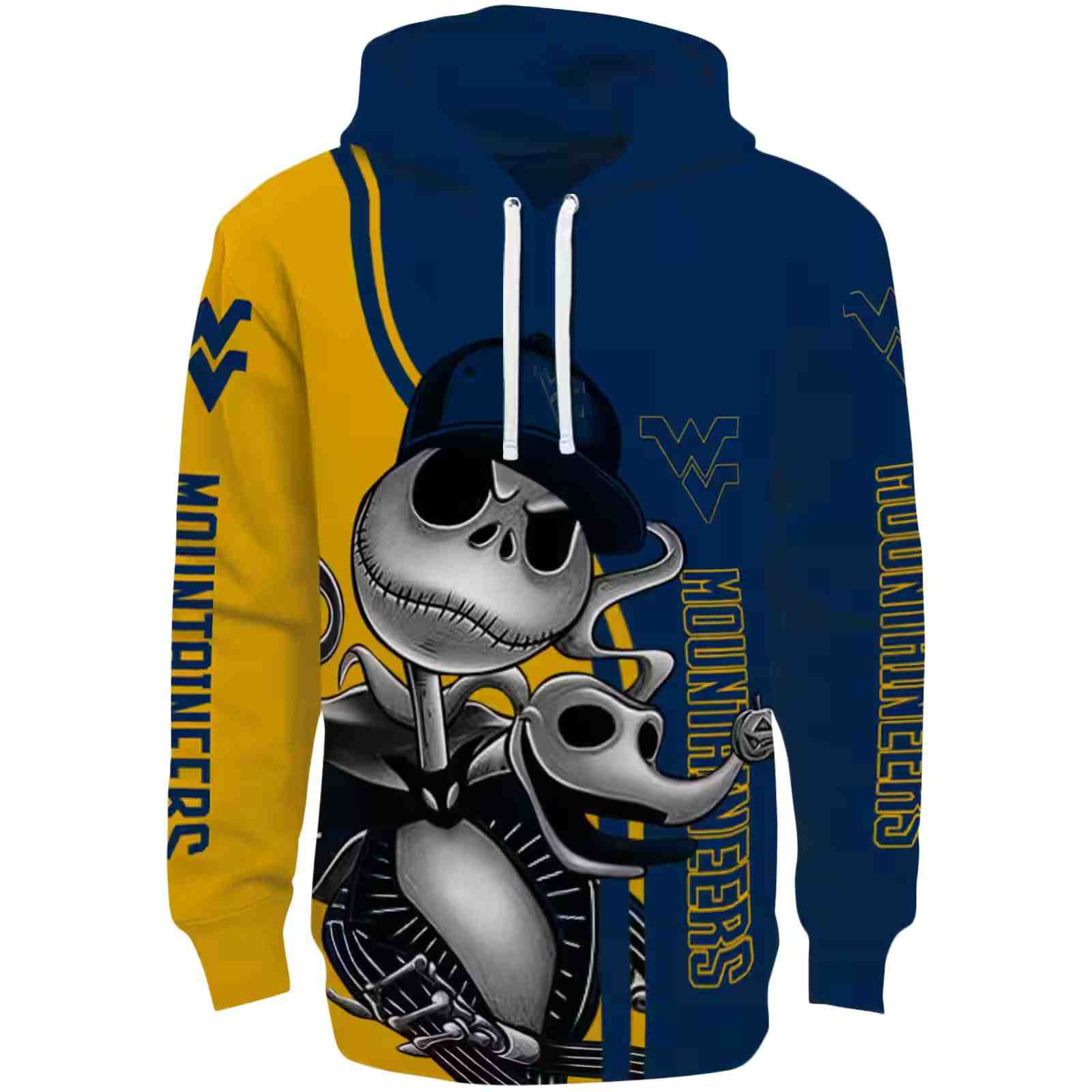 West Virginia Mountaineers Jack Skellington Blue Hoodie
