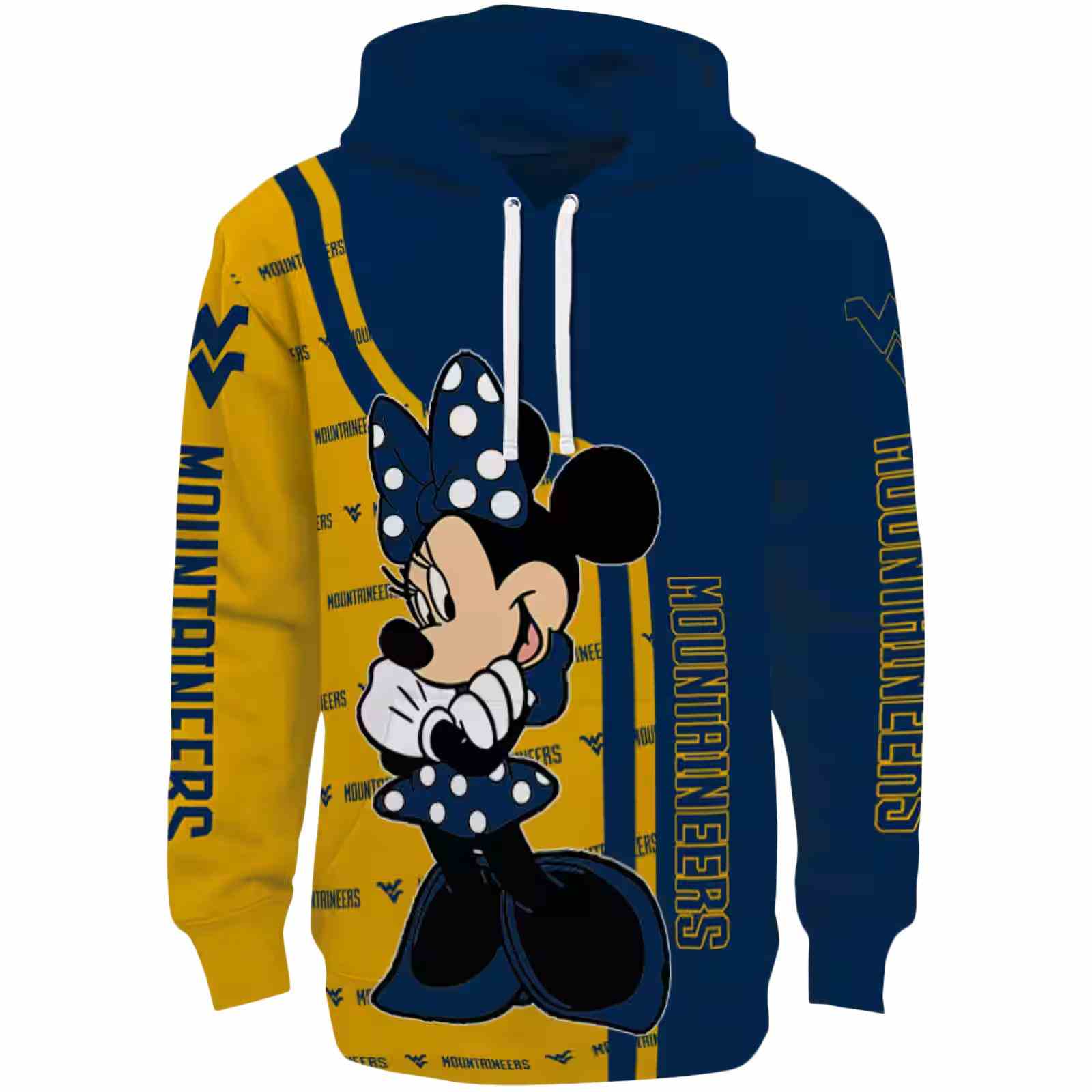 West Virginia Mountaineers Minnie Mouse Blue Hoodie