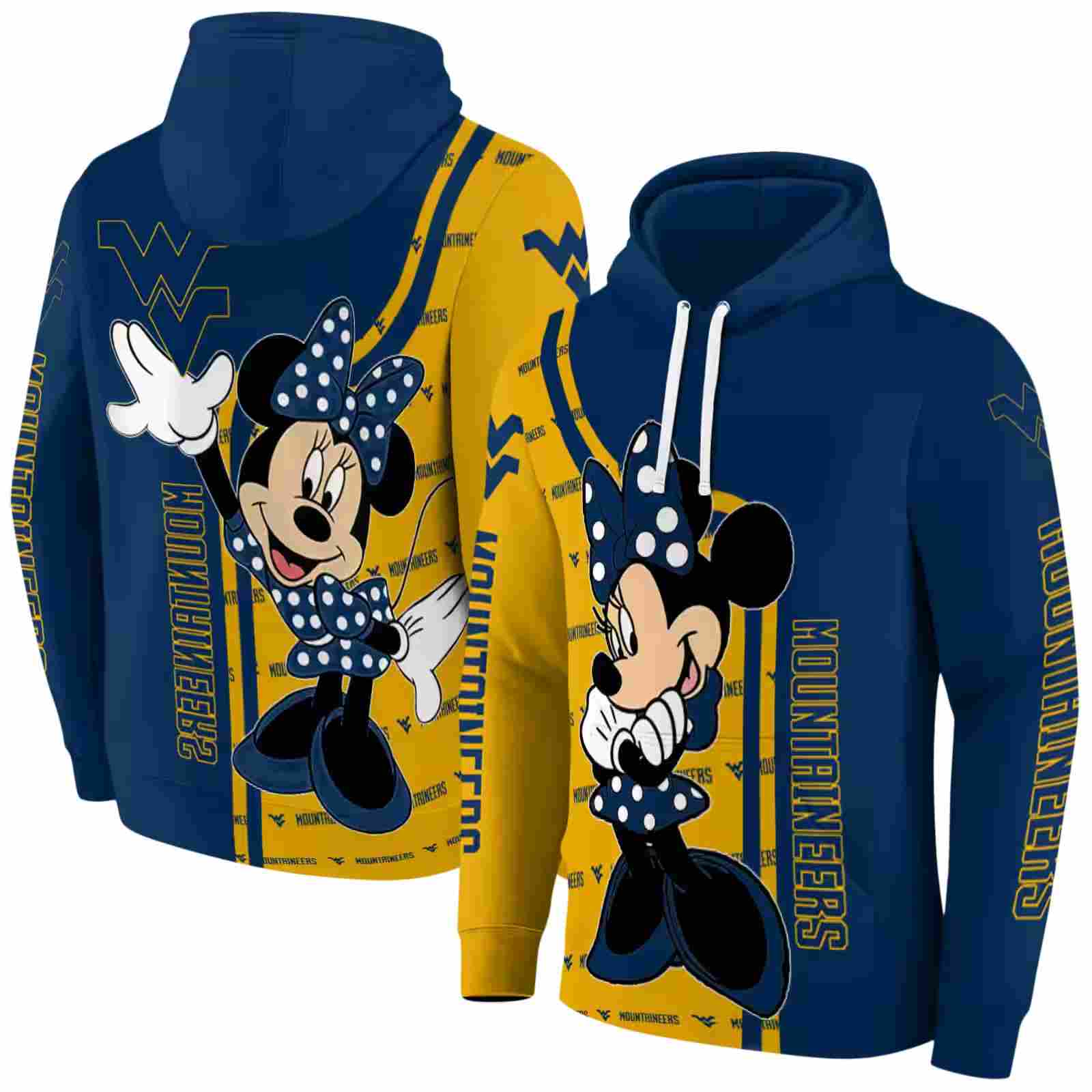 west virginia mountaineers minnie mouse blue hoodie fashion forward