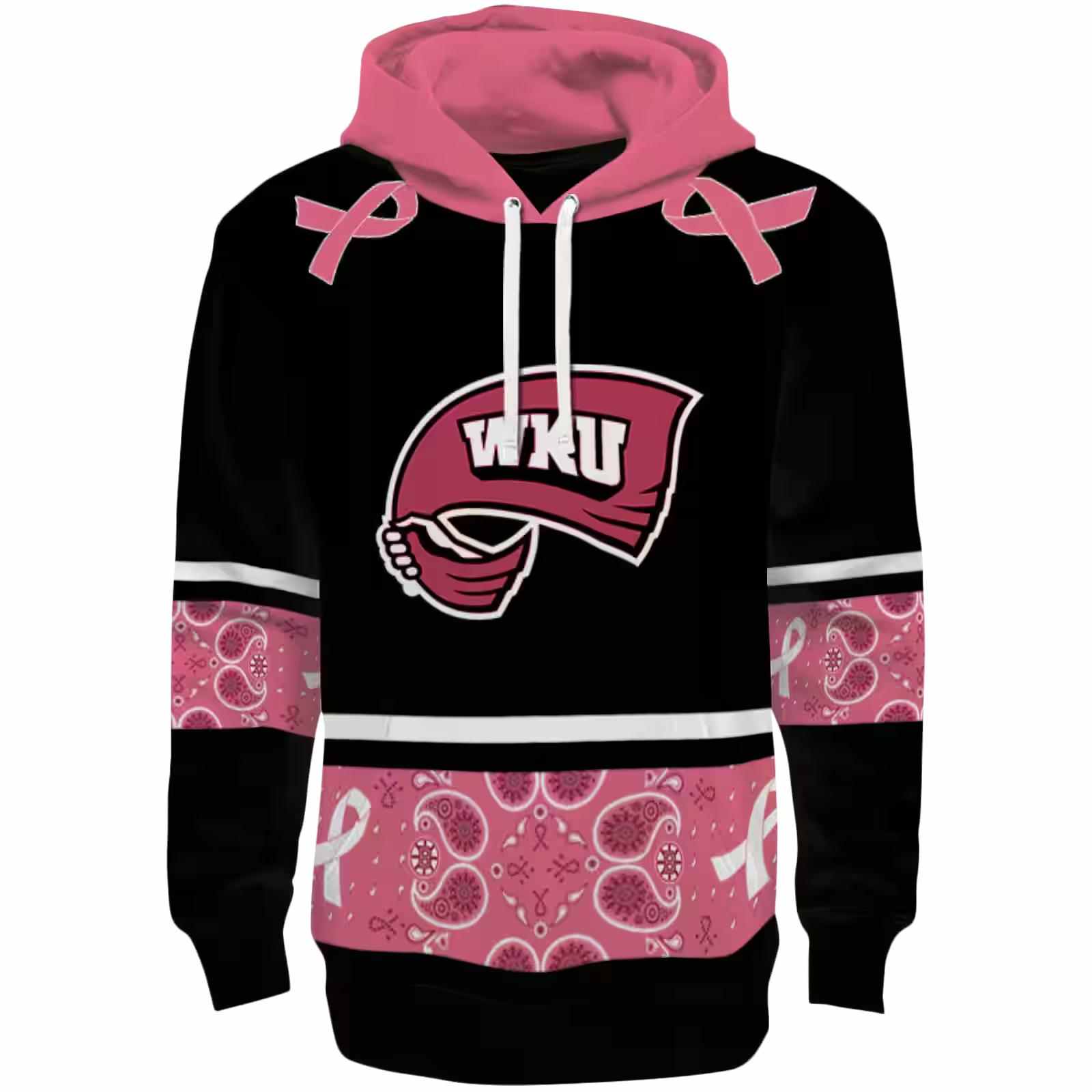 Western Kentucky Hilltoppers Awareness Ribbon Black Pink Hoodie