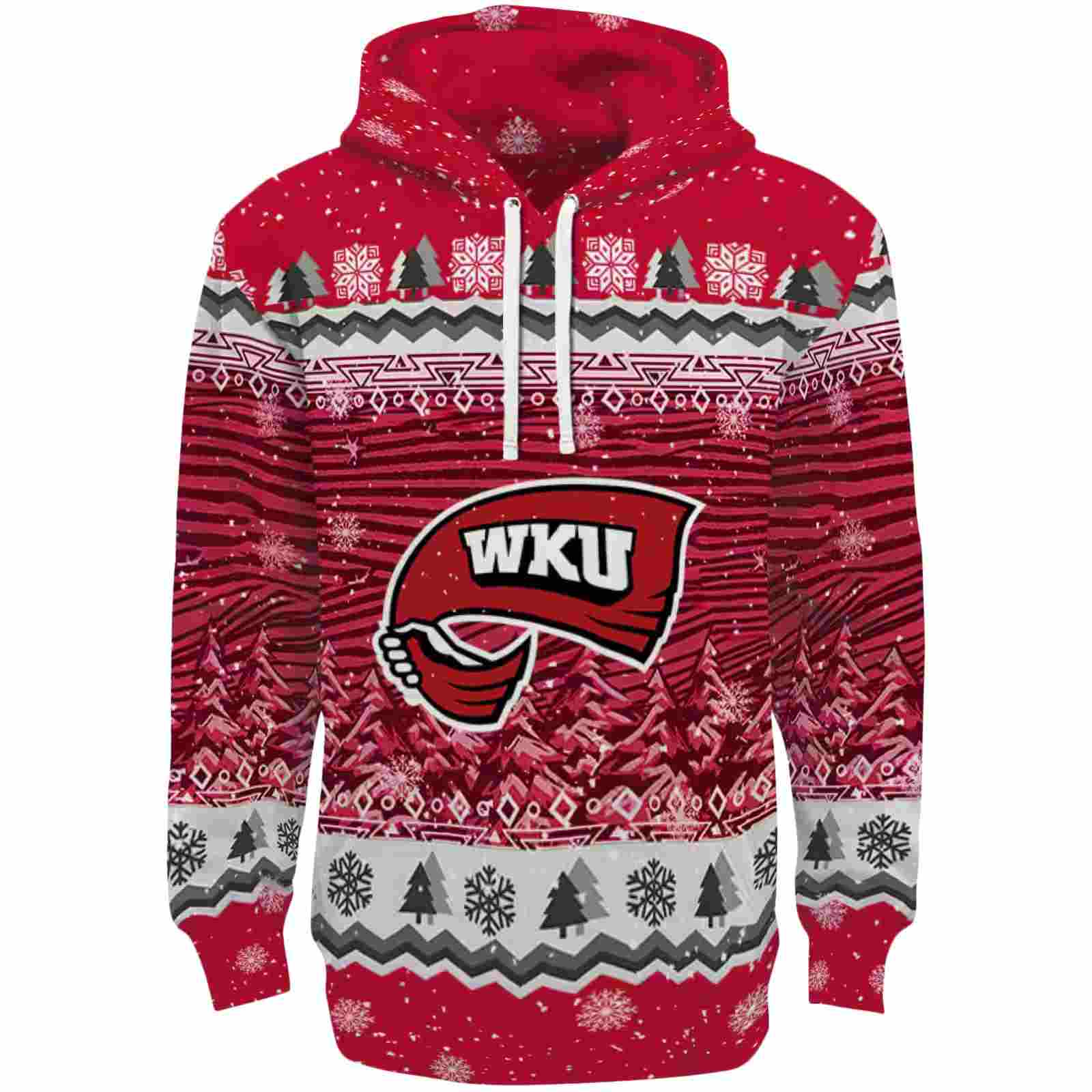 Western Kentucky Hilltoppers Christmas Trees Red Hoodie