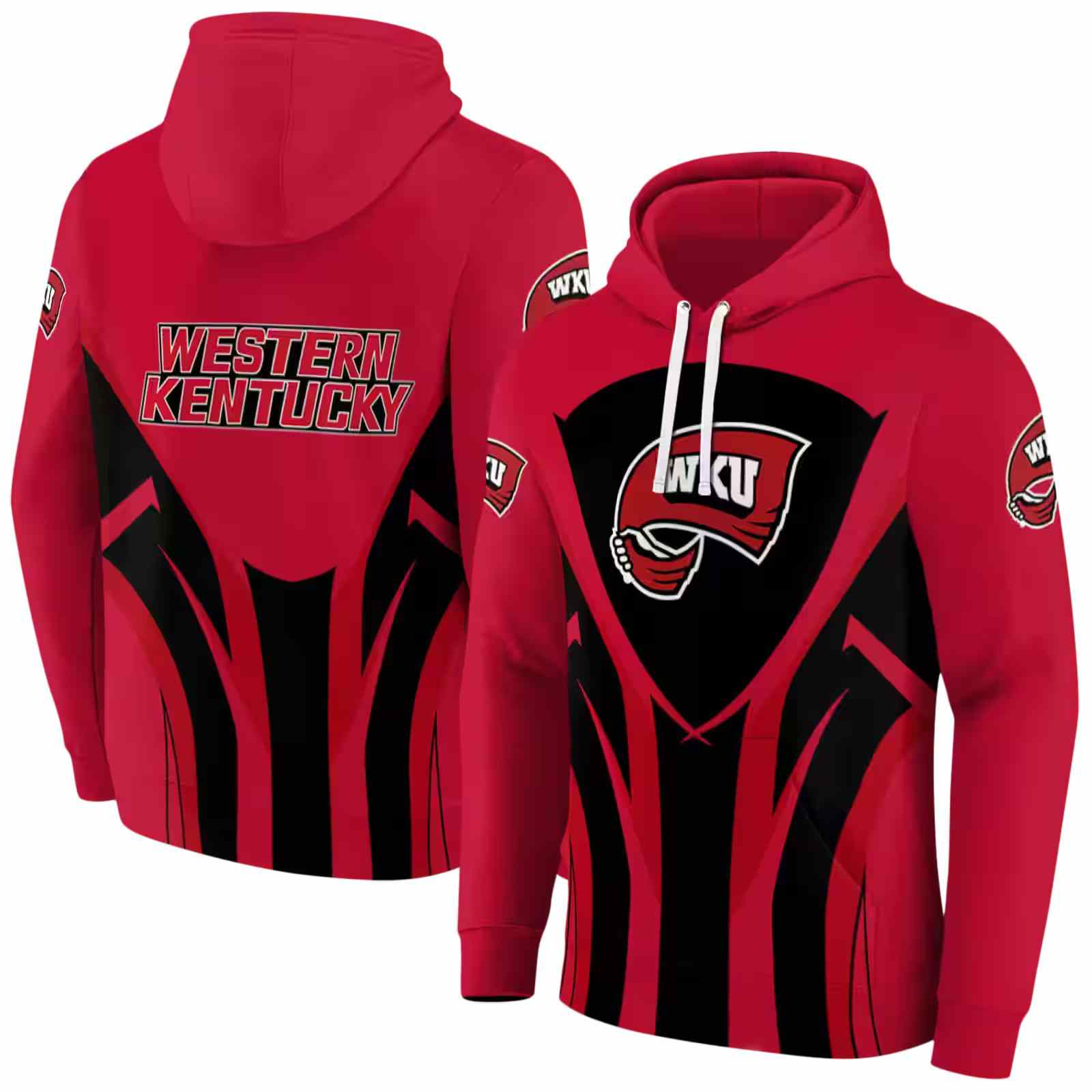 western kentucky hilltoppers concentric lines red black hoodie fashion forward