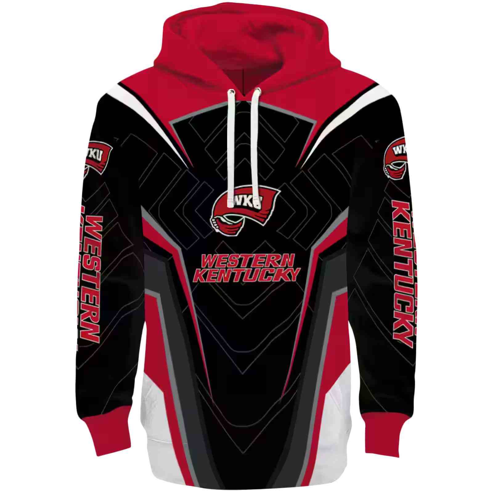 Western Kentucky Hilltoppers Futuristic Pattern Red Black Hoodie