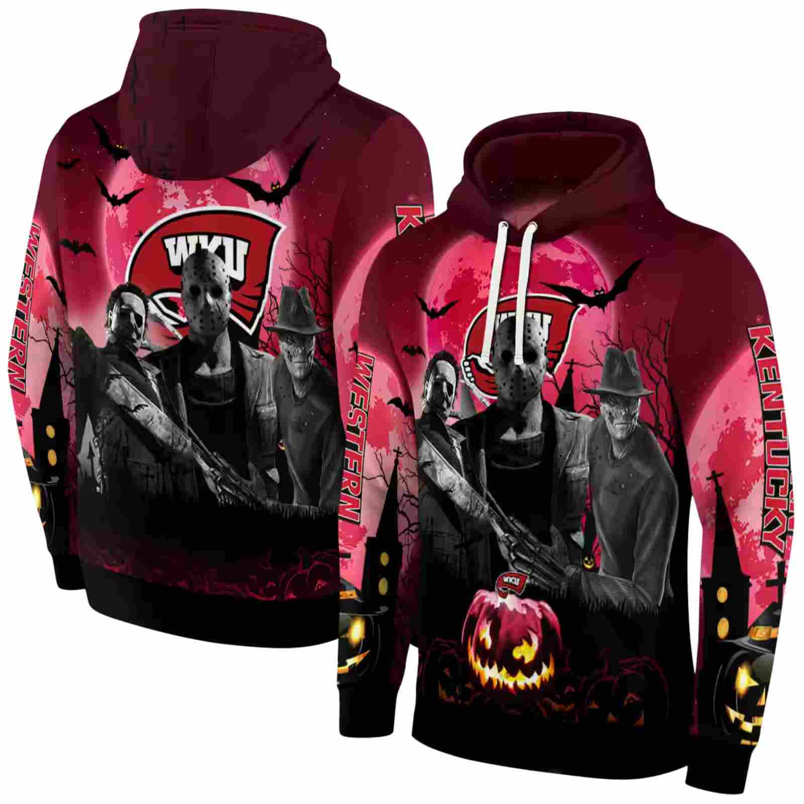 western kentucky hilltoppers halloween vibes red black hoodie fashion forward