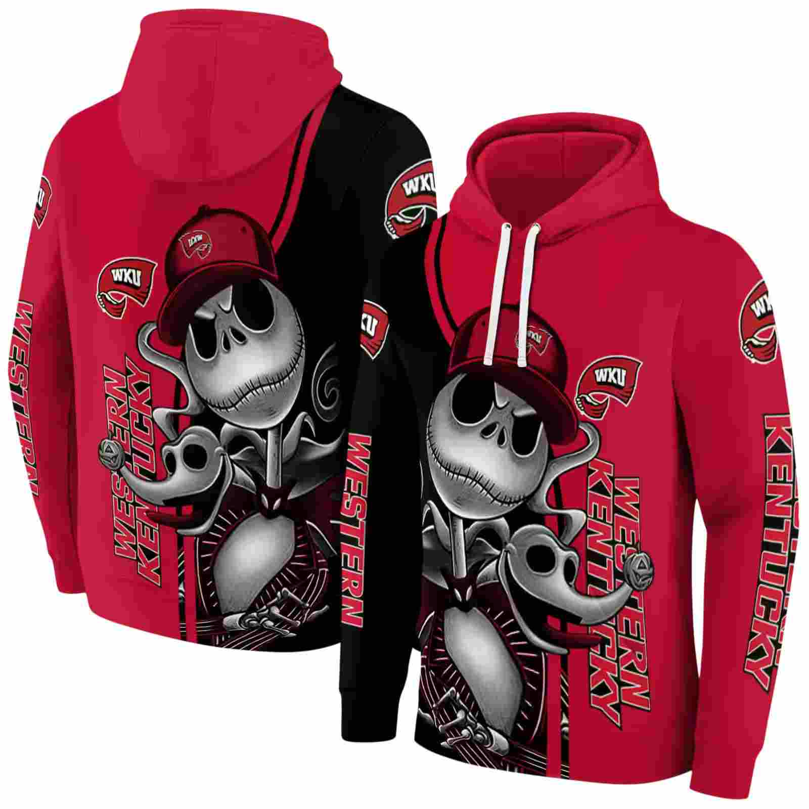 western kentucky hilltoppers jack skellington red hoodie fashion forward