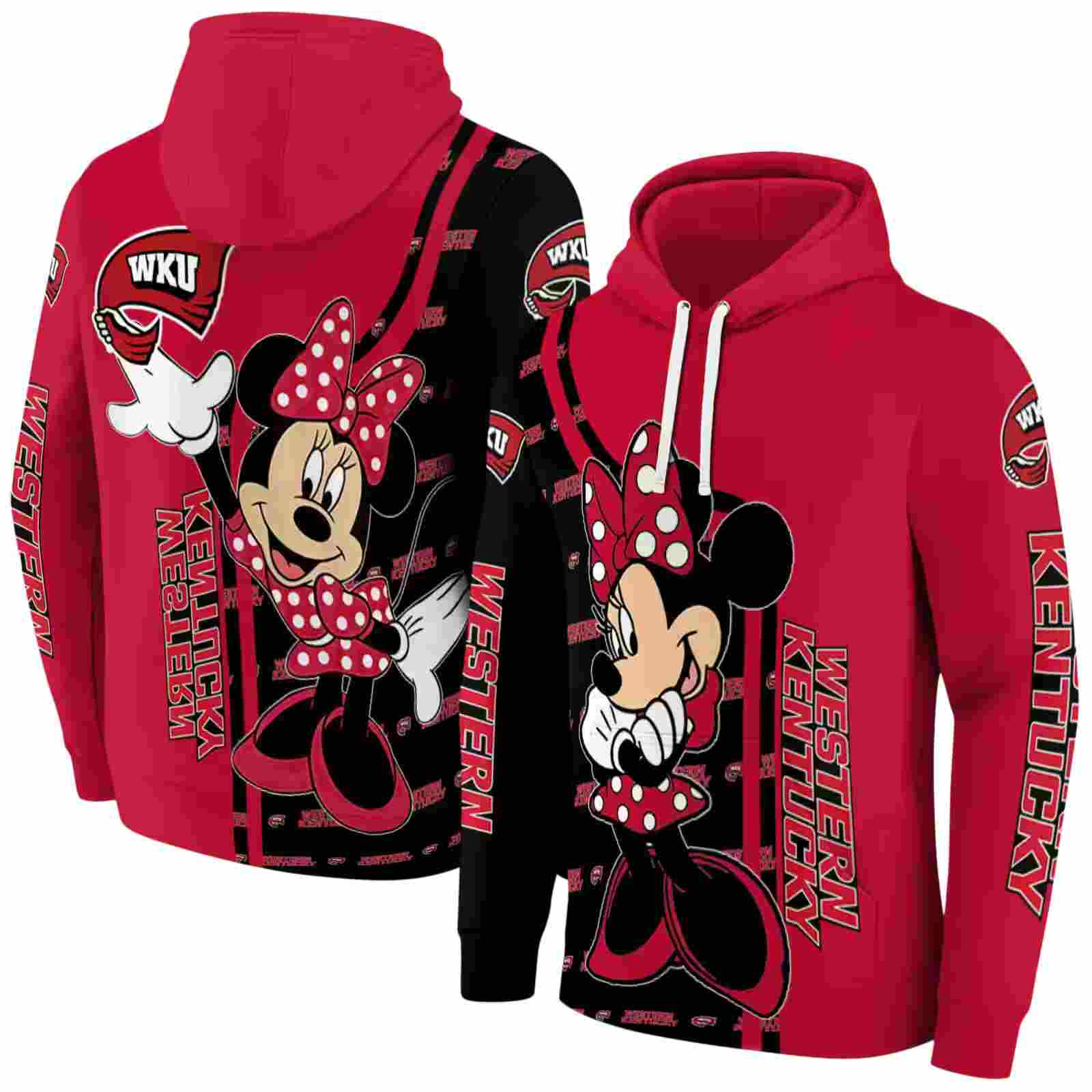 western kentucky hilltoppers minnie mouse red hoodie fashion forward