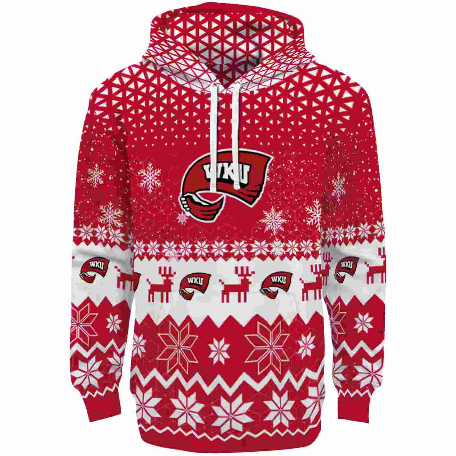 Western Kentucky Hilltoppers Reindeer Motif Red Hoodie