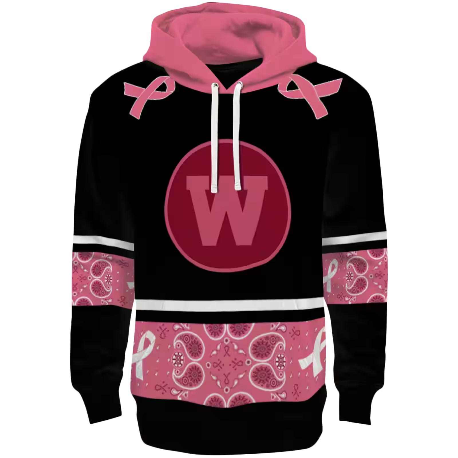 Western Michigan Broncos Awareness Ribbon Black Pink Hoodie