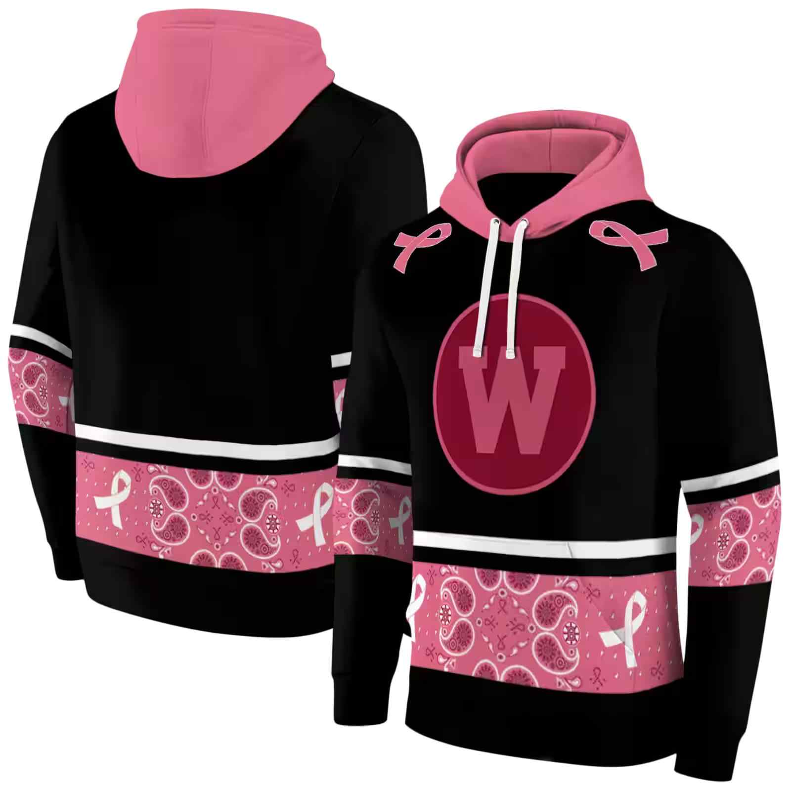 western michigan broncos awareness ribbon black pink hoodie fashion forward