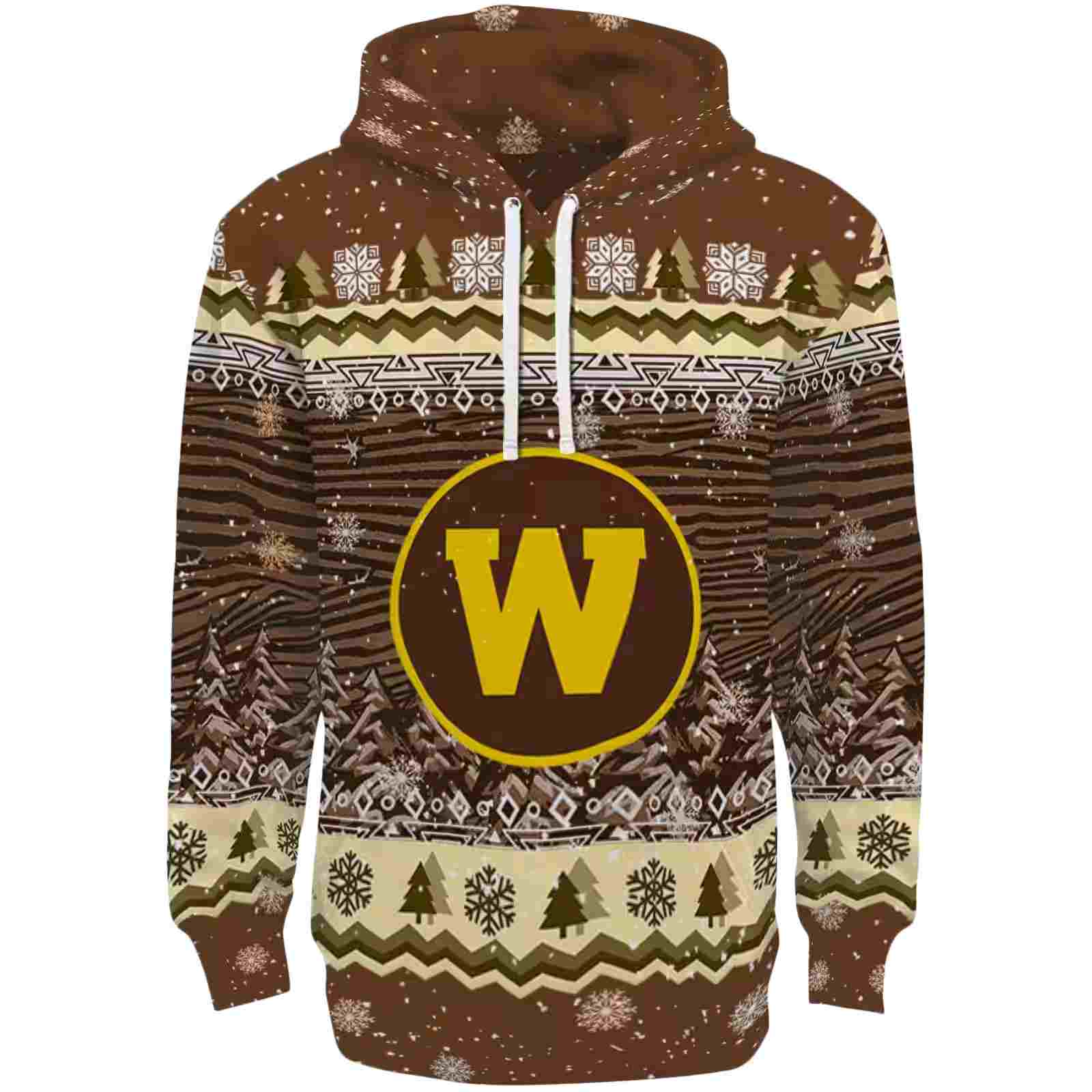 Western Michigan Broncos Christmas Trees Brown Hoodie