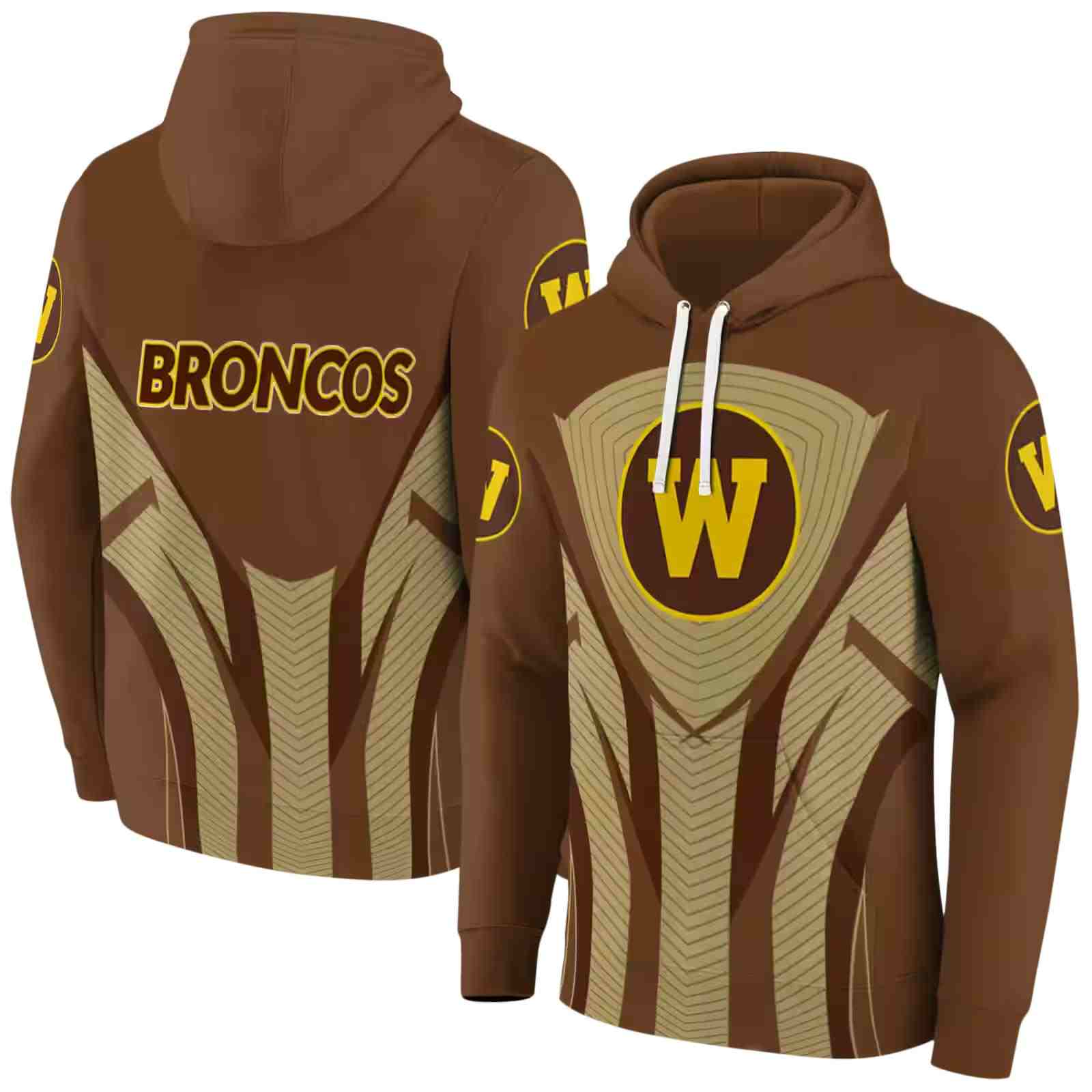 western michigan broncos concentric lines brown black hoodie fashion forward