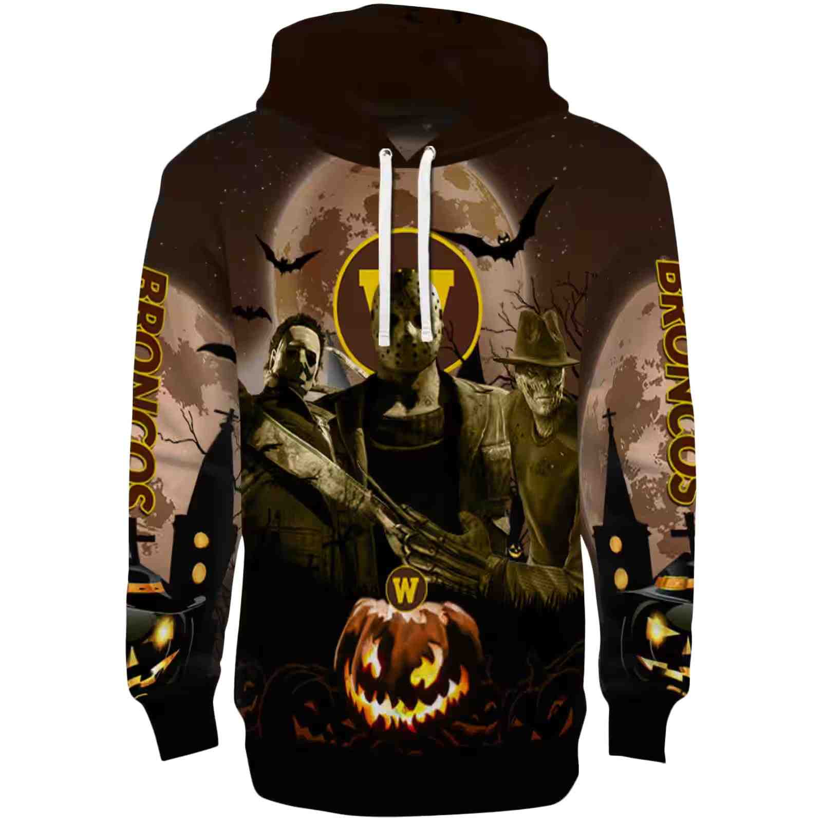 Western Michigan Broncos Halloween Vibes Brown Black Hoodie