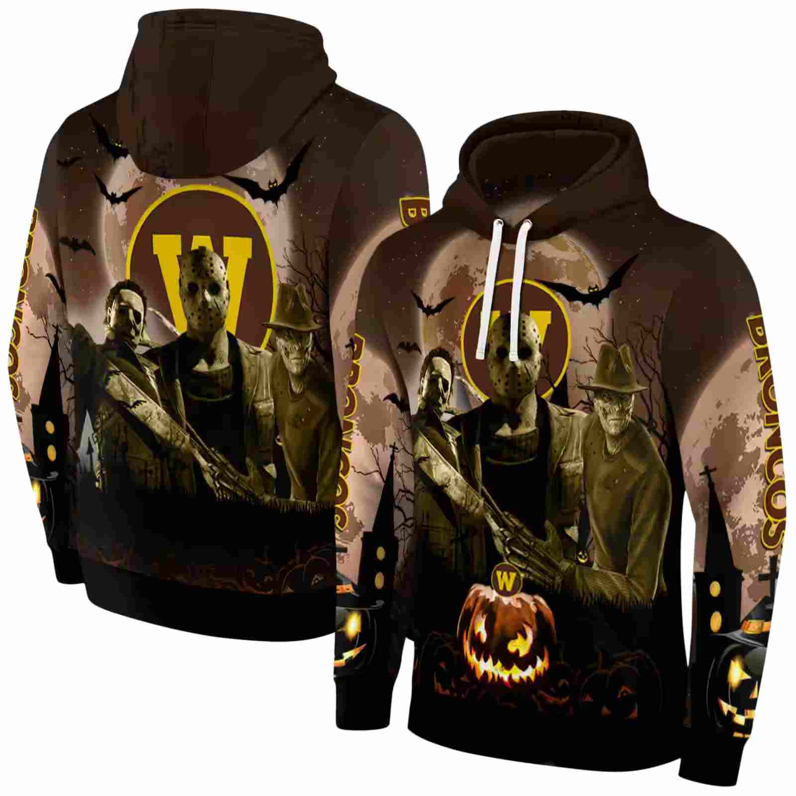 western michigan broncos halloween vibes brown black hoodie fashion forward