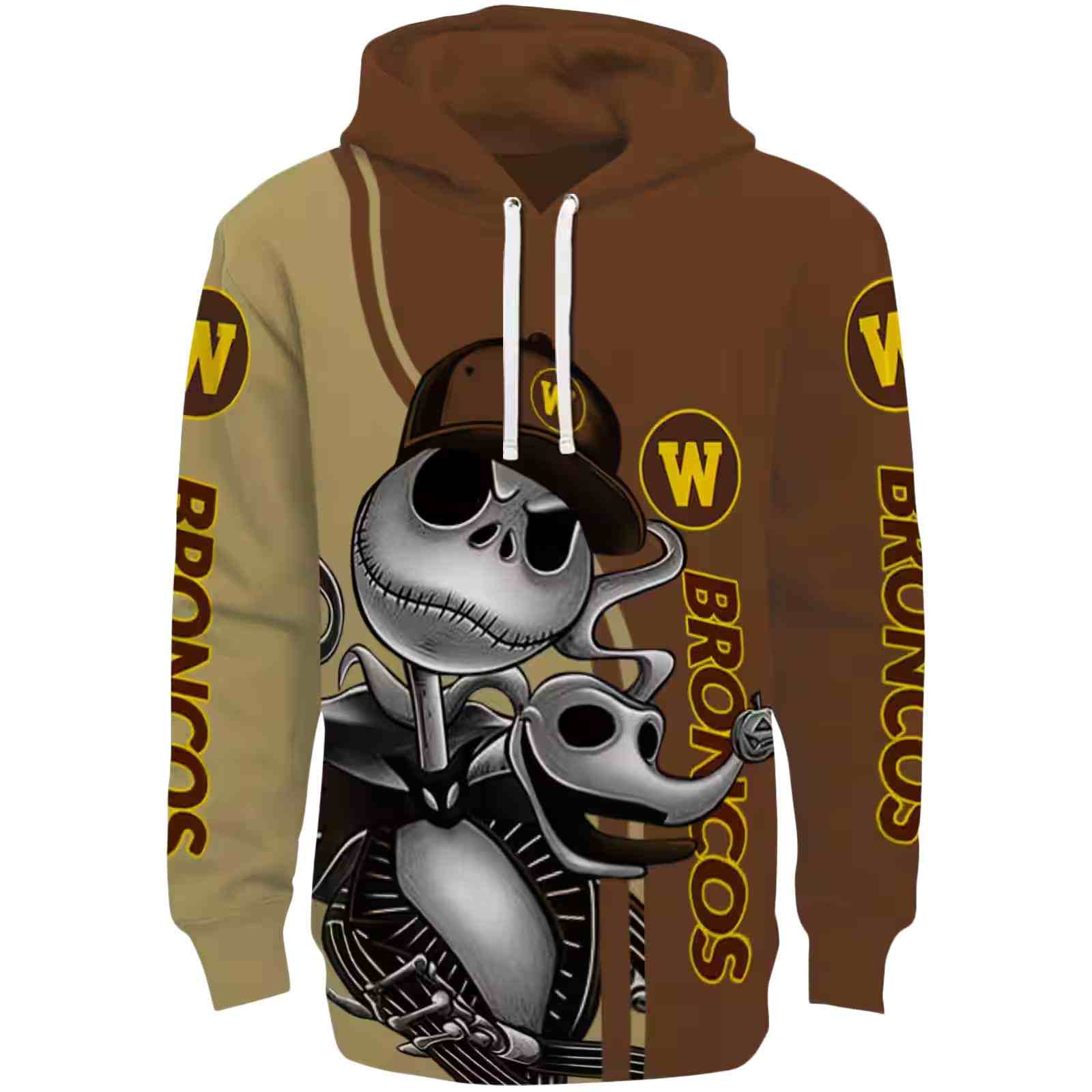 Western Michigan Broncos Jack Skellington Brown Hoodie