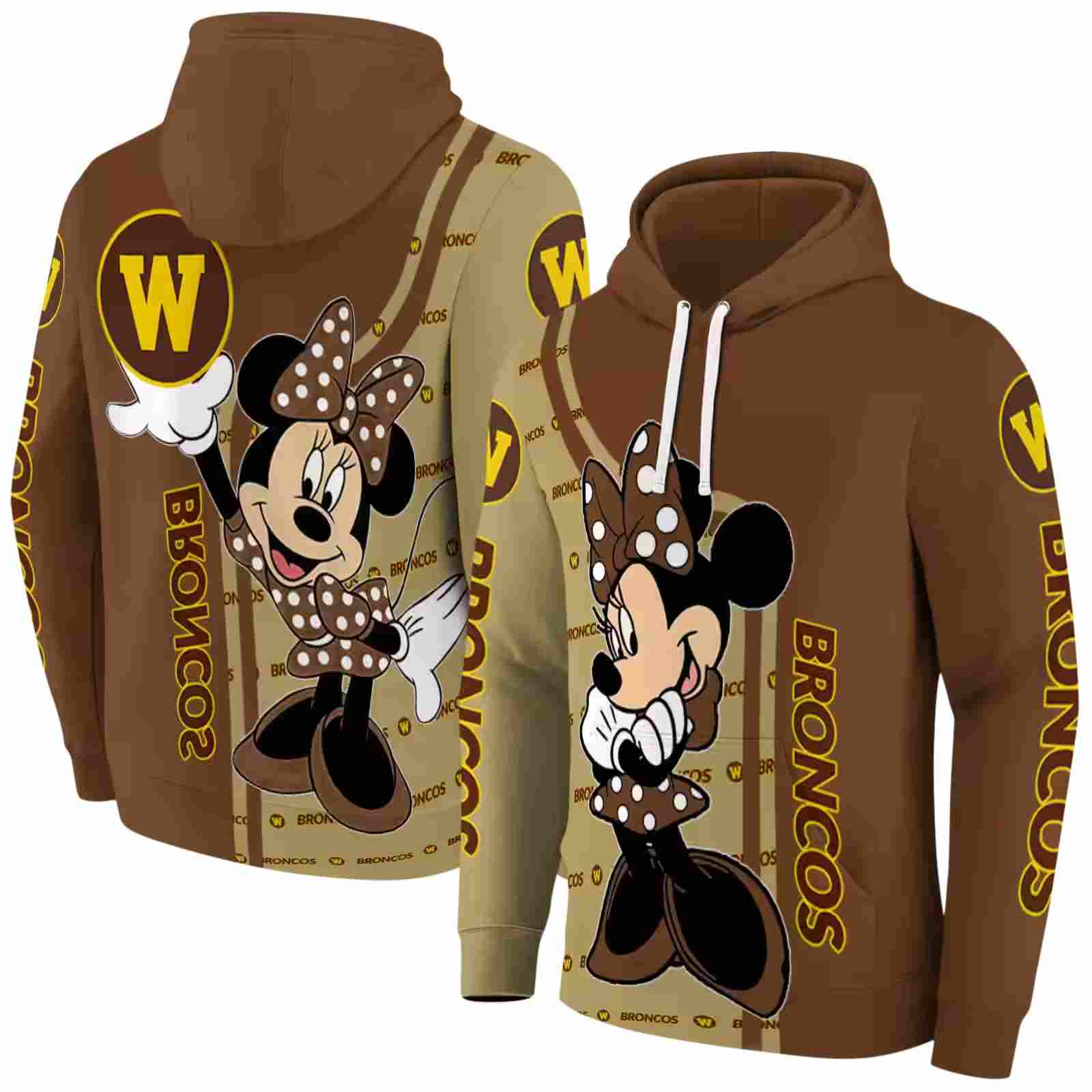 western michigan broncos minnie mouse brown hoodie fashion forward