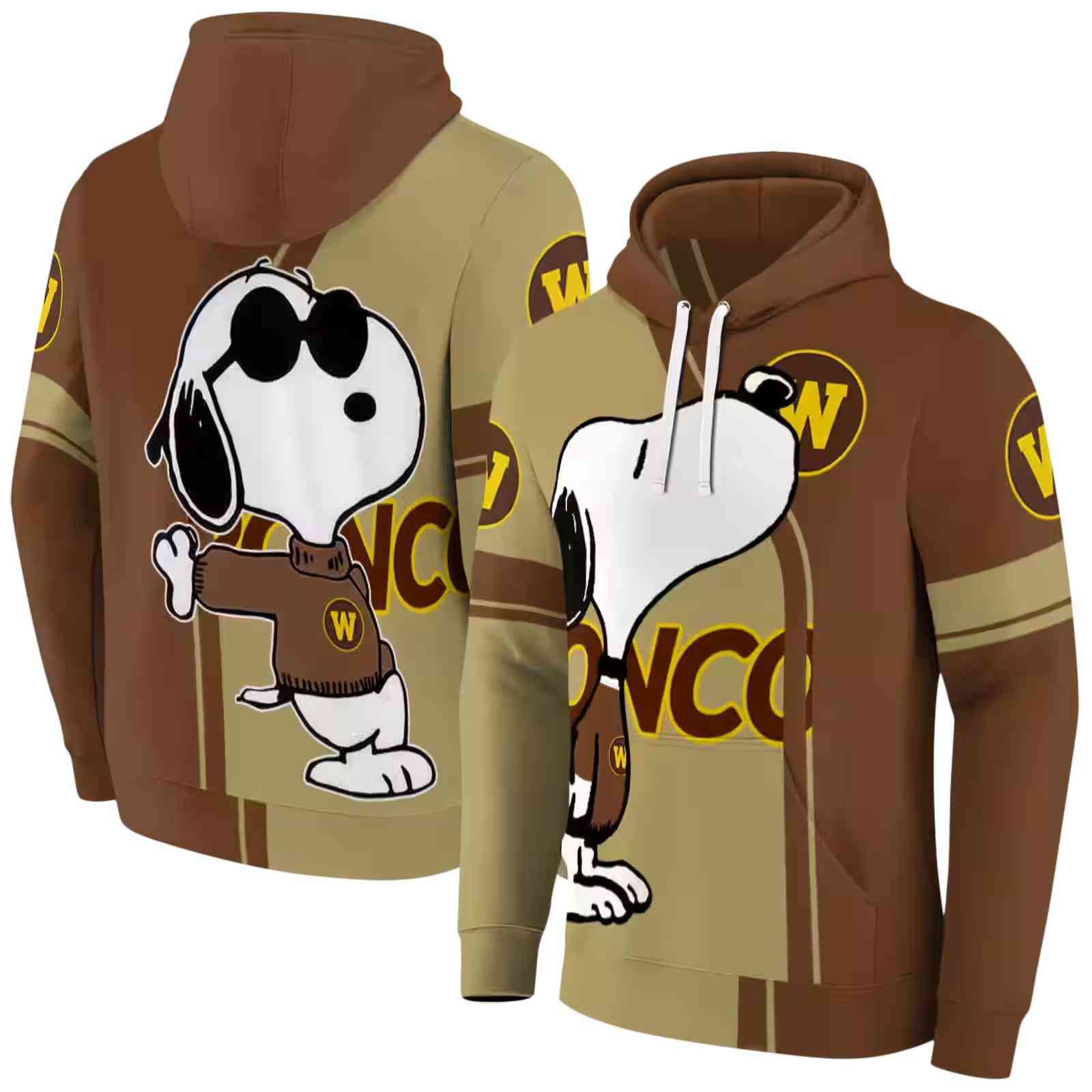 western michigan broncos playful snoopy brown hoodie fashion forward