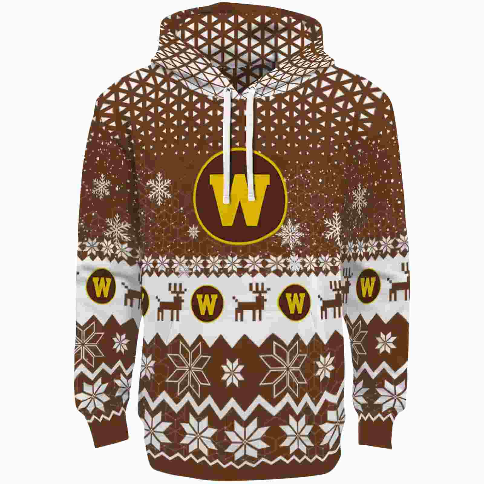 Western Michigan Broncos Reindeer Motif Brown Hoodie